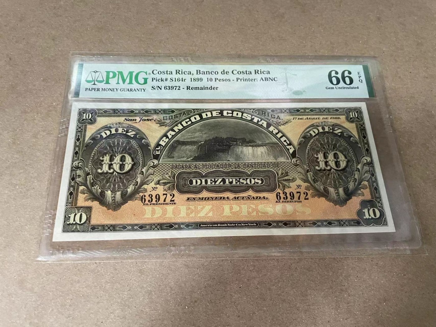 【Blue Auction】✨世界纸币精拍第375期【精】   哥斯达黎加 1899年10比索 PMG66EPQ  大票幅