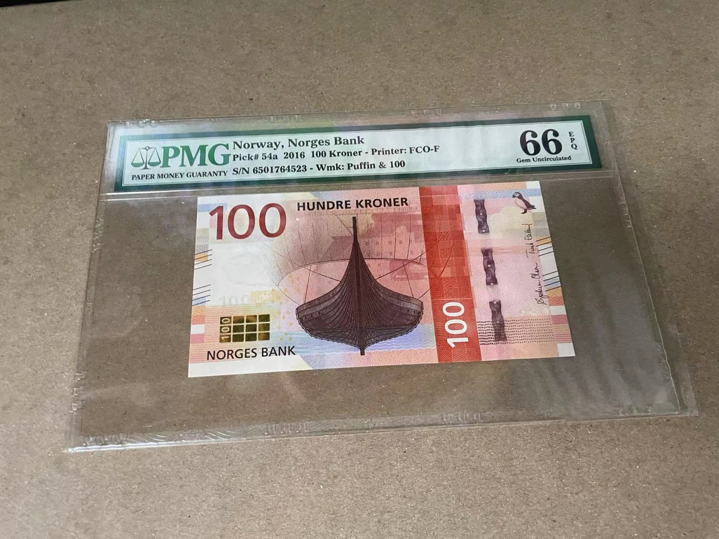 【Blue Auction】✨世界纸币精拍第375期【精】 挪威 2016年100克朗 PMG66EPQ 