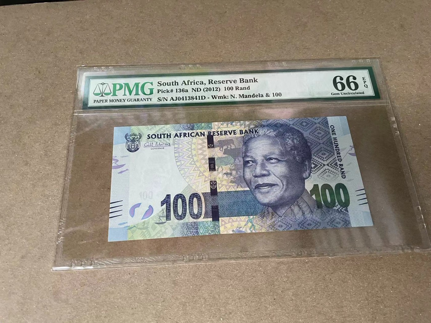 【Blue Auction】✨世界纸币精拍第375期【精】 南非 2012年100兰特 PMG66EPQ 