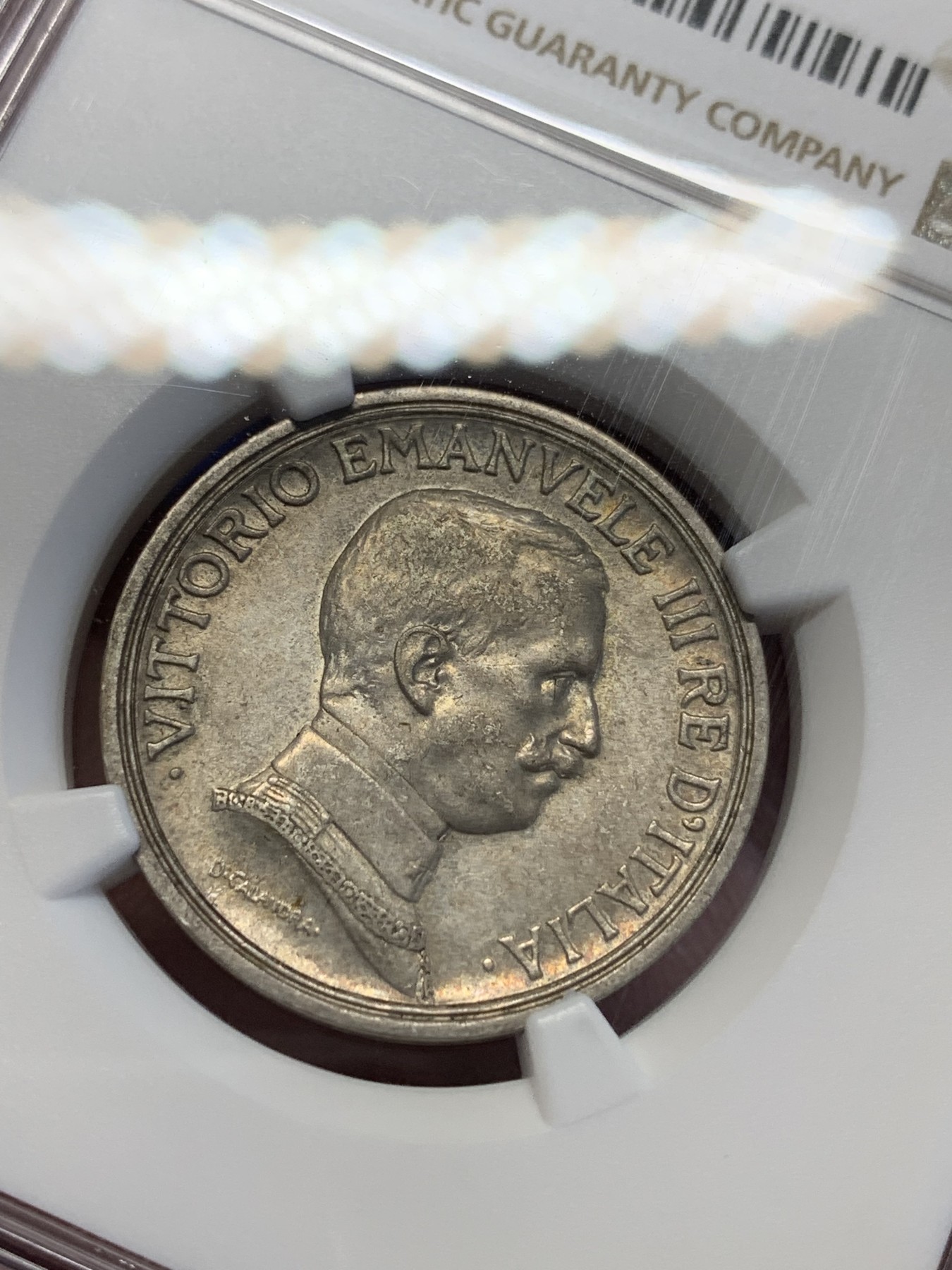 《竞宝斋》第201场-周日，周一 2场 (全场包邮) NGC-AU58 1914年意大利马车女神2L银币，热门品种