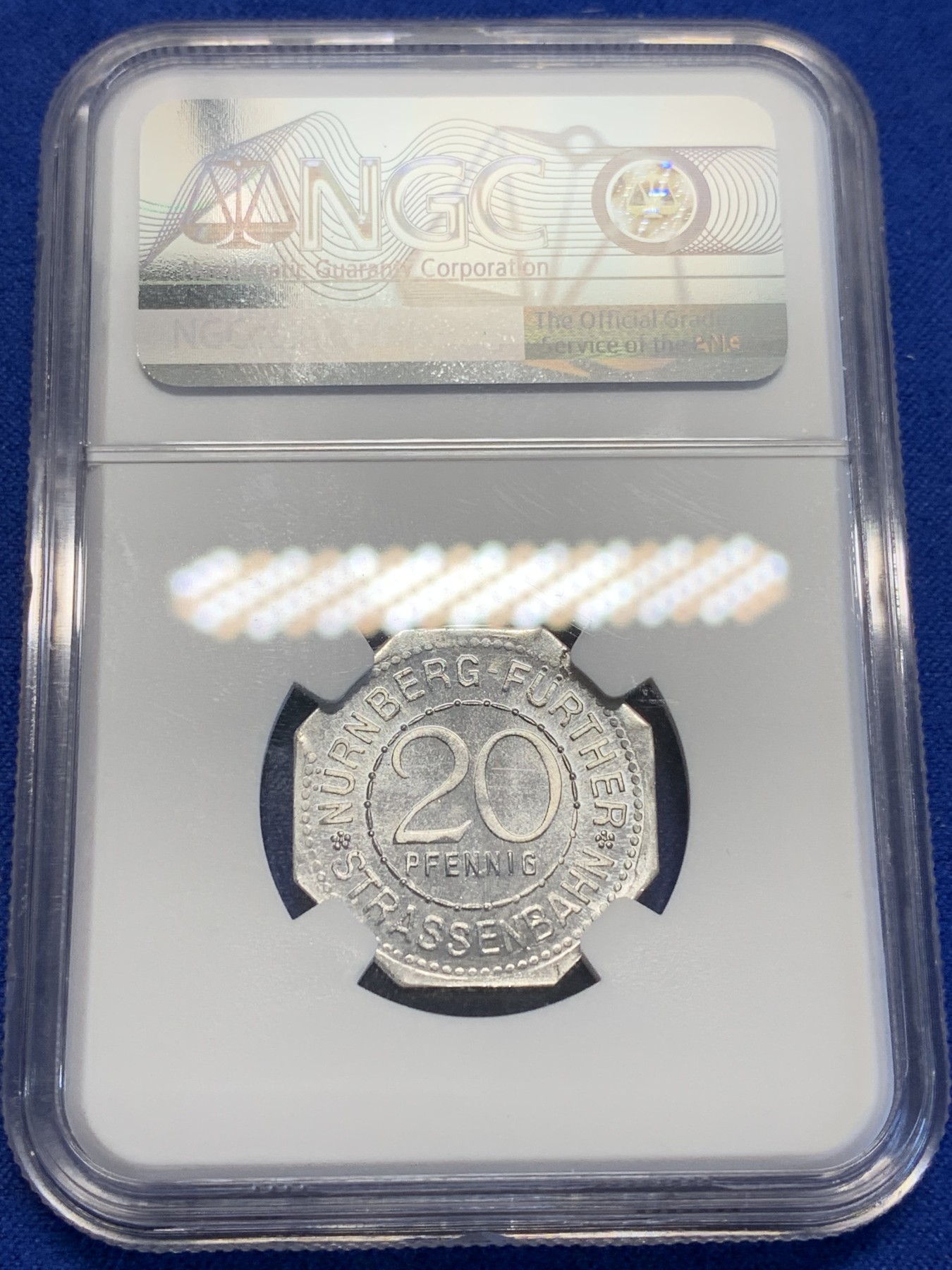 《竞宝斋》第201场-周日，周一 2场 (全场包邮) NGC-MS64 1920年德国紧急状态时期纽伦堡20芬尼