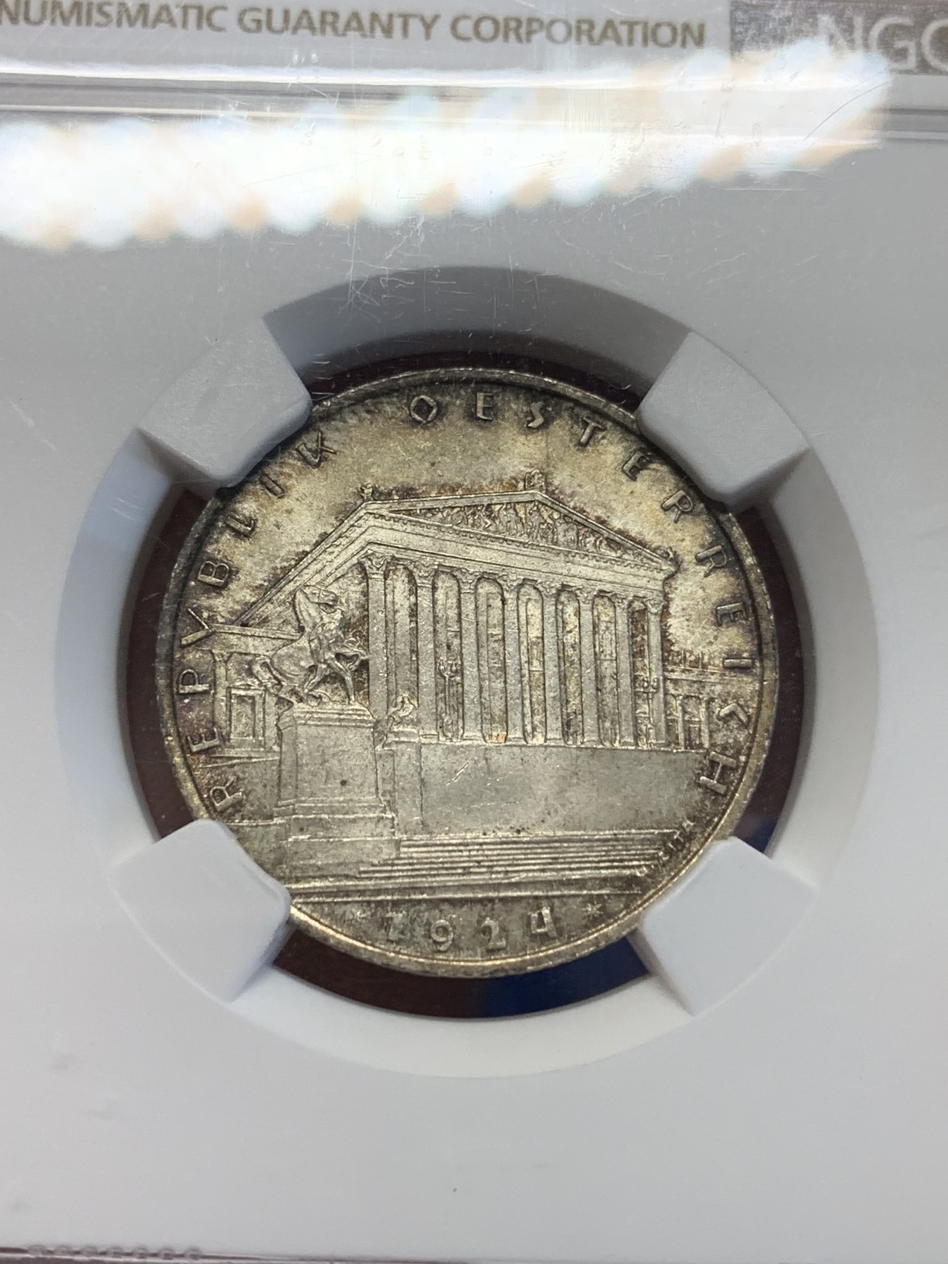 《竞宝斋》第201场-周日，周一 2场 (全场包邮) NGC  MS65   1924年奥地利1先令银币 冠军分