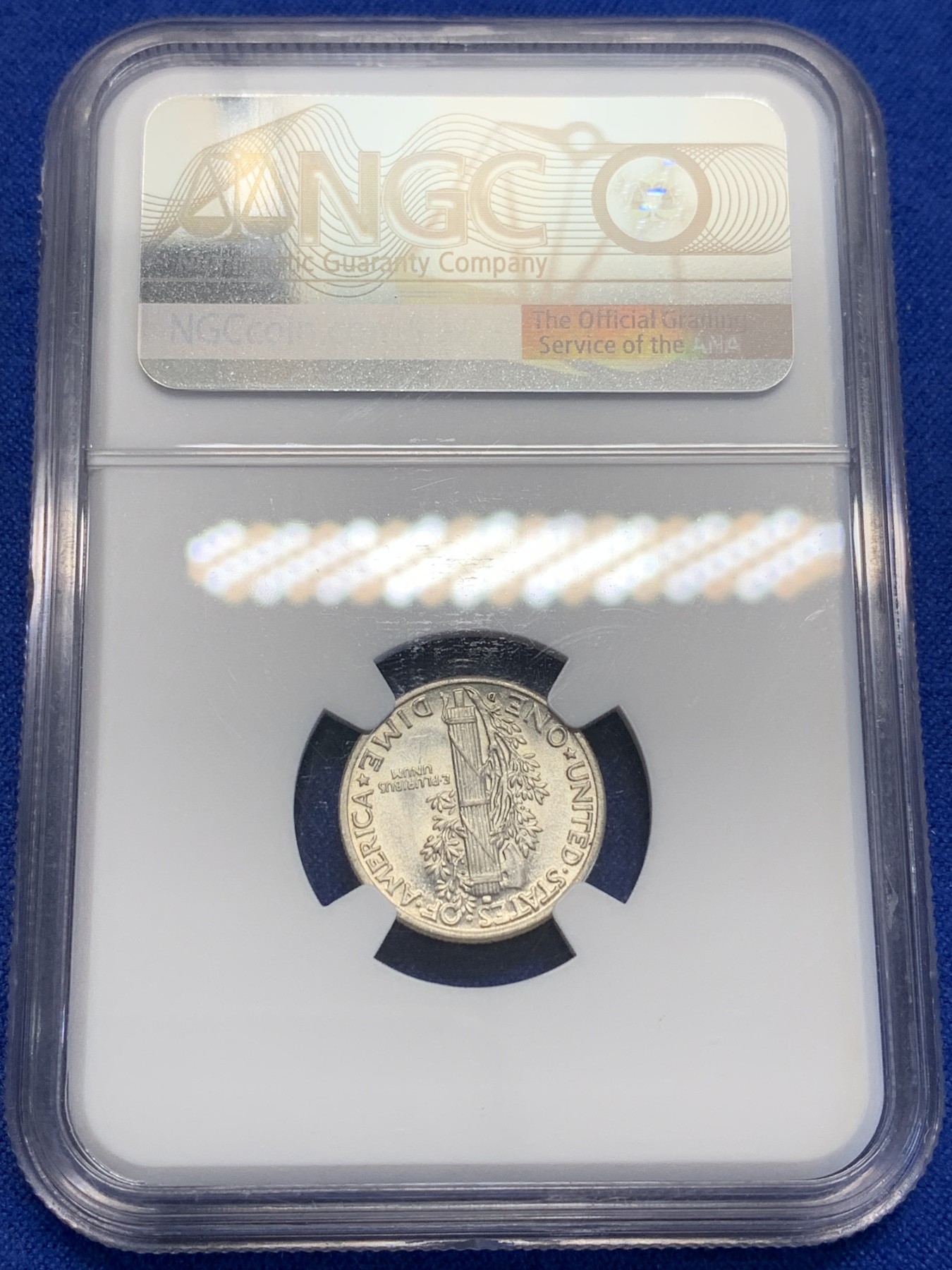 《竞宝斋》第201场-周日，周一 2场 (全场包邮) NGC-MS61 美国1945年小飞侠10分银币