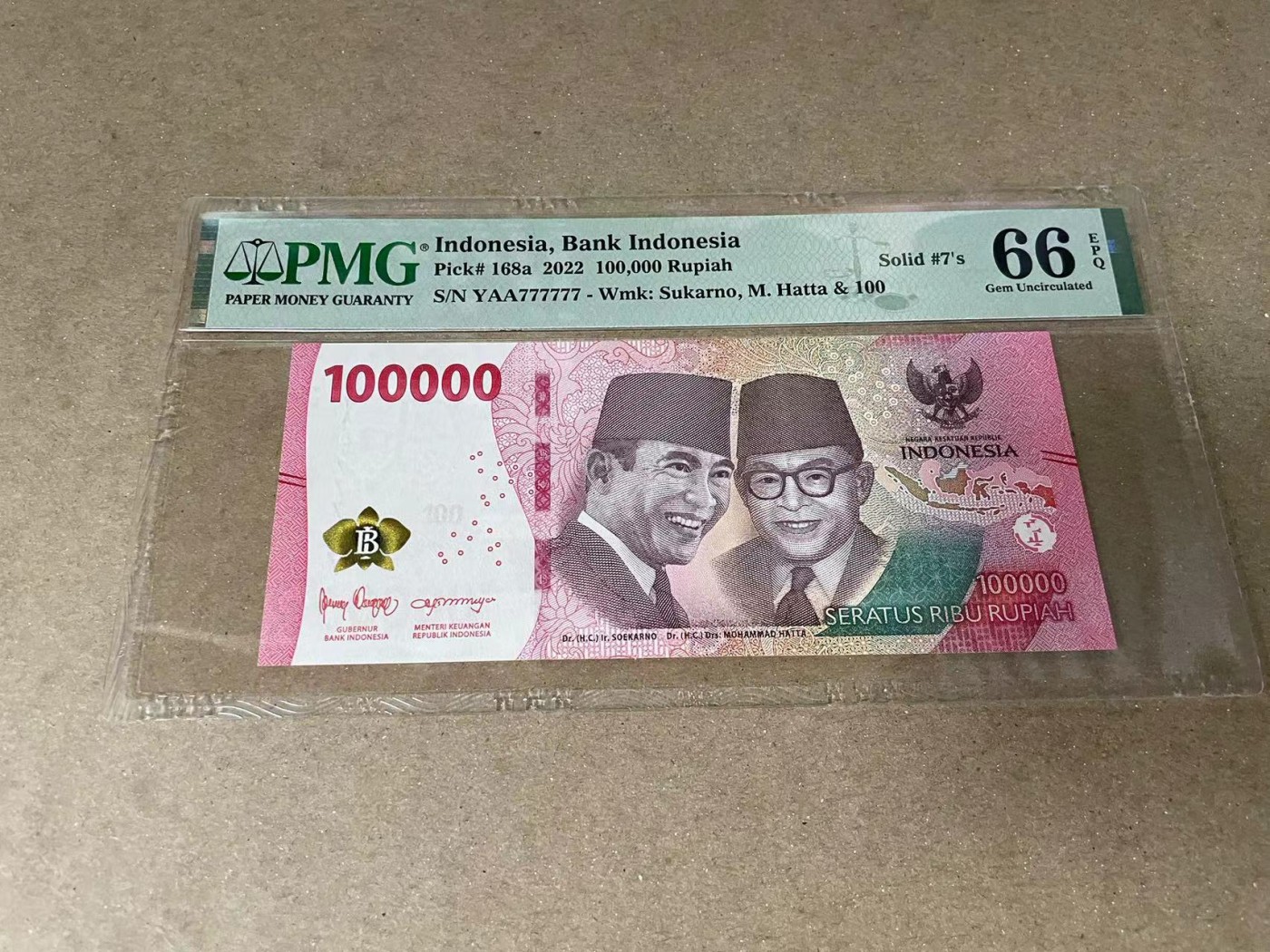 【Blue Auction】✨世界纸币精拍第375期【精】 【全同7】印尼 2022年100000卢比  PMG66EPQ 