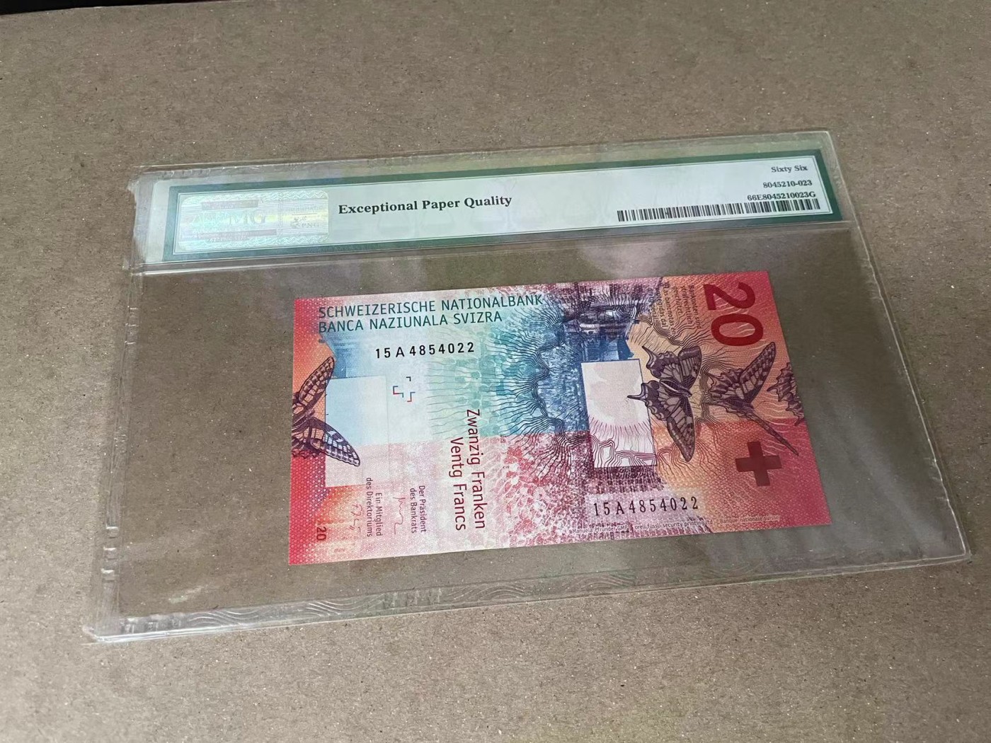 【Blue Auction】✨世界纸币精拍第375期【精】 【A冠】瑞士 2015年20法郎 PMG66EPQ 