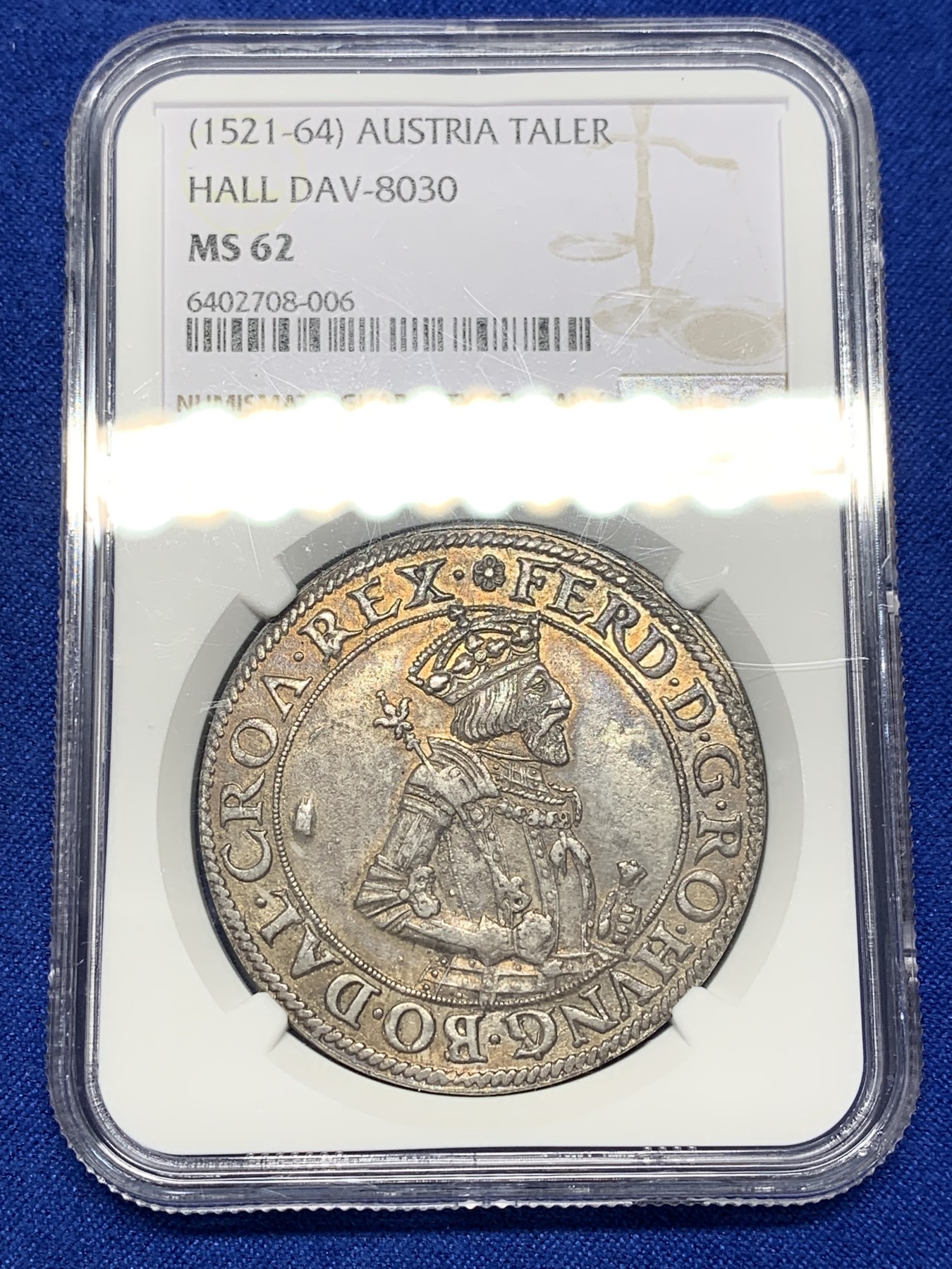《竞宝斋》第201场-周日，周一 2场 (全场包邮) NGC MS62  神圣罗马帝国 1521-64年 哈布斯堡王朝 泰勒大银币 将近500年的岁月 原味包浆打制的非常好 恰好是欧洲文艺复兴时期 非常难得