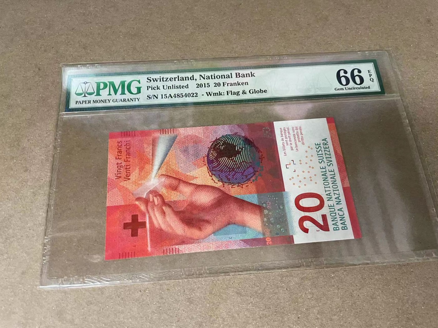 【Blue Auction】✨世界纸币精拍第375期【精】 【A冠】瑞士 2015年20法郎 PMG66EPQ 