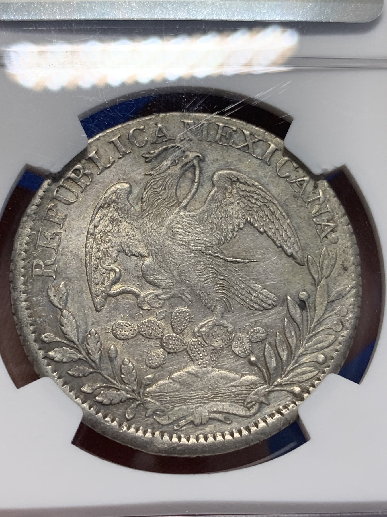 《竞宝斋》第201场-周日，周一 2场 (全场包邮) NGC AUD 墨西哥 1838 ZS OM 鹰洋 8瑞尔银币 早期鹰 AU状态难得