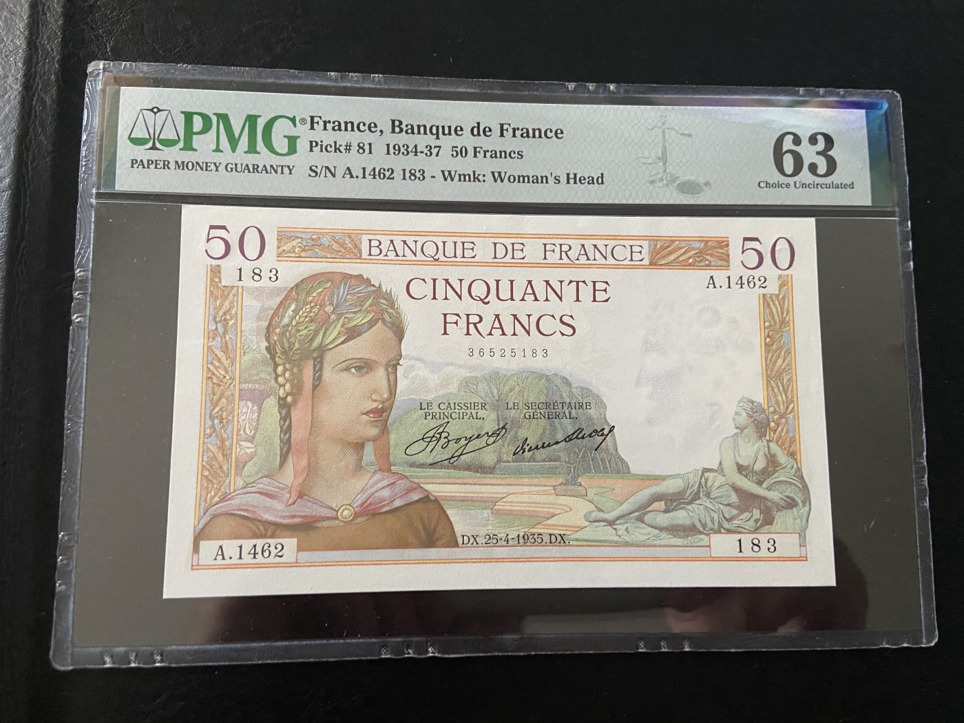 【Blue Auction】✨世界纸币精拍第375期【精】 【无47】法国 1935年50法郎 PMG63 精美