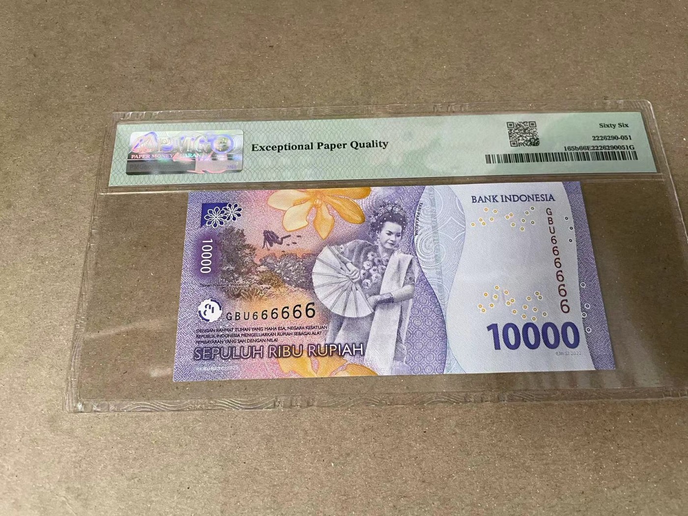 【Blue Auction】✨世界纸币精拍第375期【精】 【全同6】印尼 2022年10000卢比  PMG66EPQ 