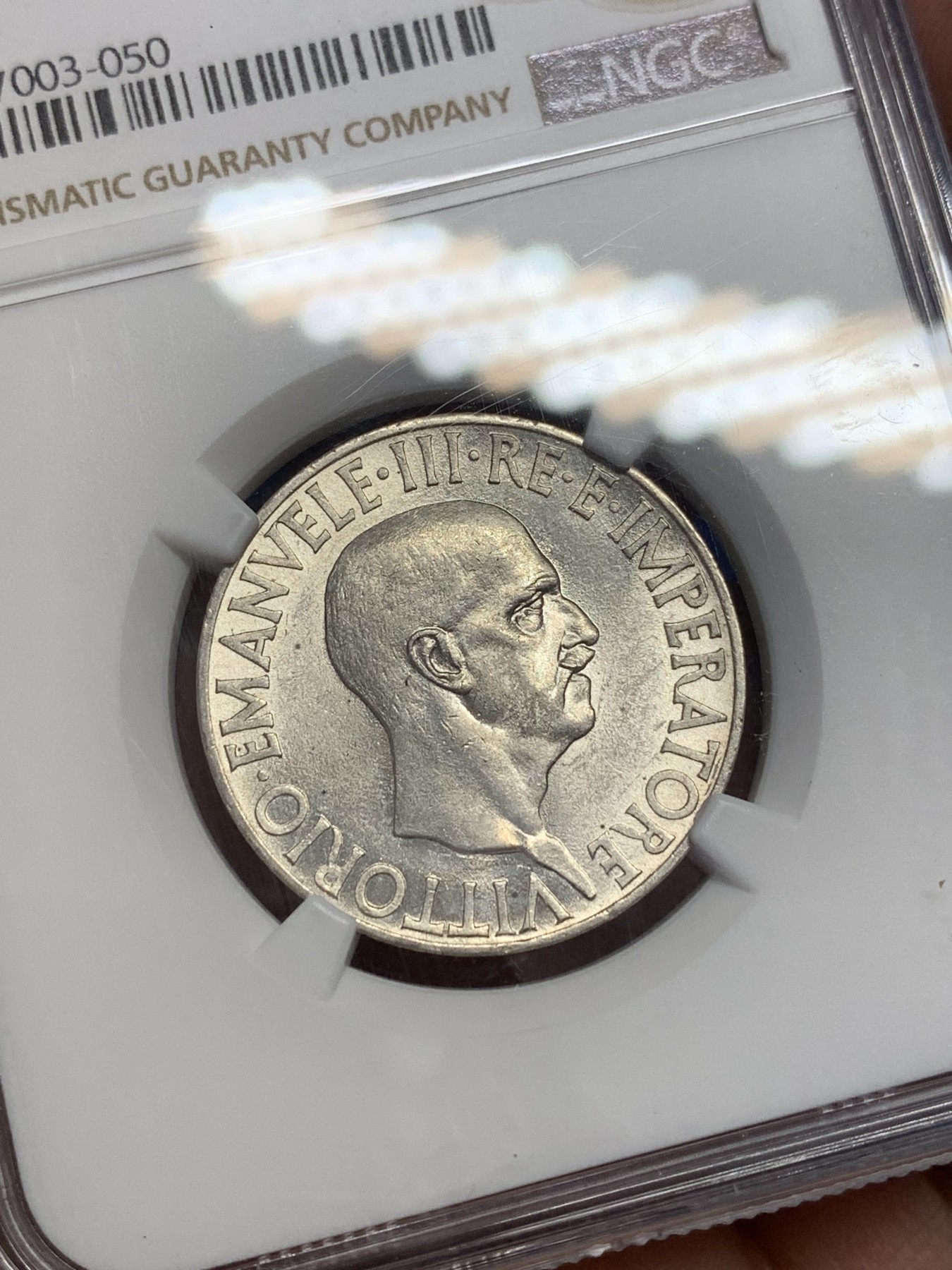 《竞宝斋》第201场-周日，周一 2场 (全场包邮) NGC MS62 意大利 1936年10里拉银币 胜利女神持打狗棒全转光品相