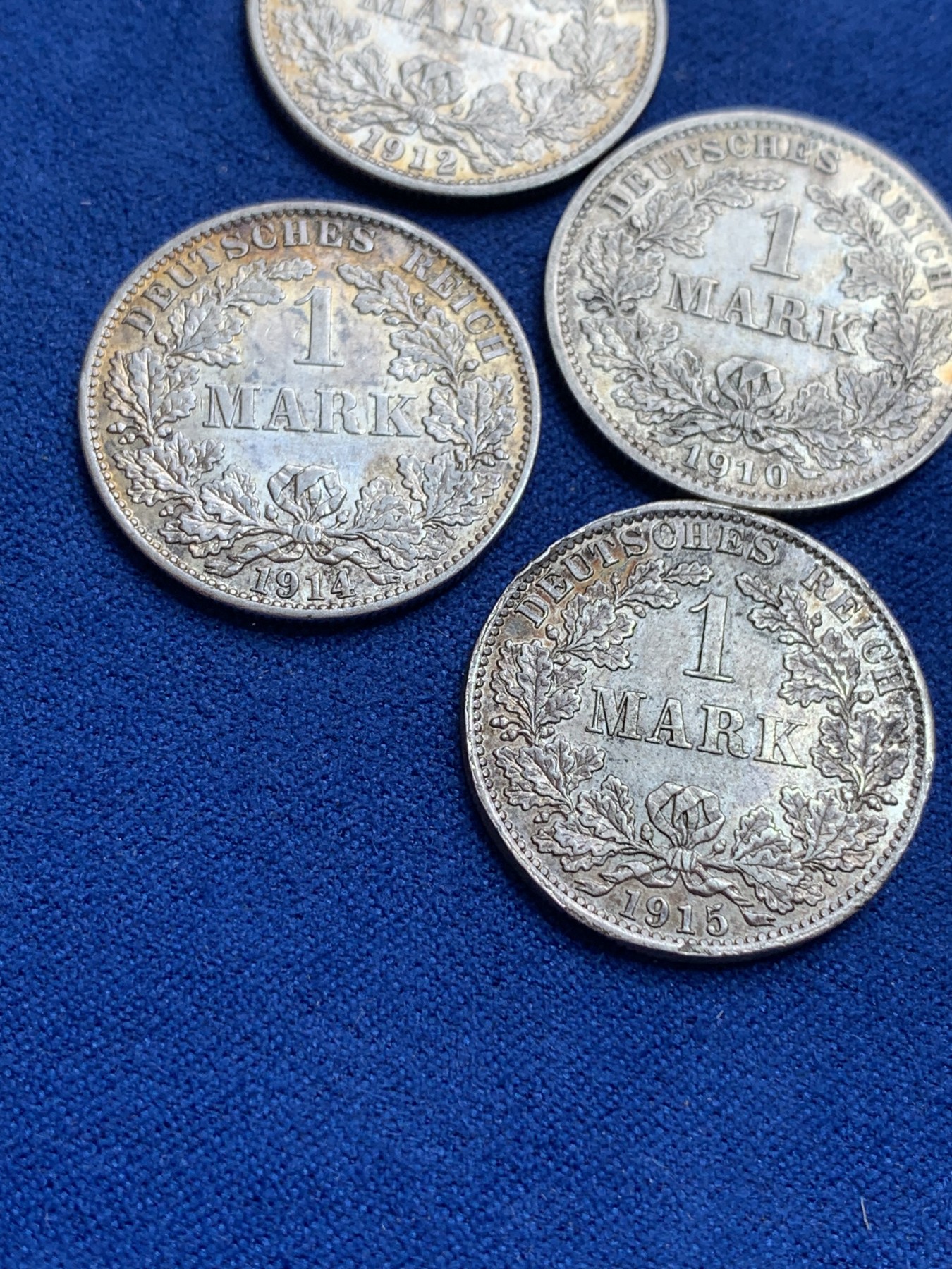 《竞宝斋》第201场-周日，周一 2场 (全场包邮) 德意志第二帝国长翅1马克银币四枚 原光好品相