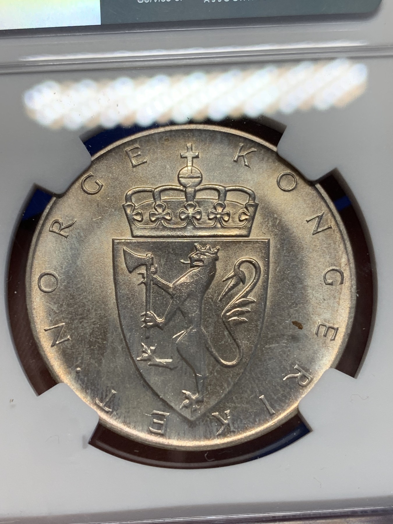 《竞宝斋》第201场-周日，周一 2场 (全场包邮) NGC-MS64 挪威1964年宪法百年10克朗银币 高分好状态