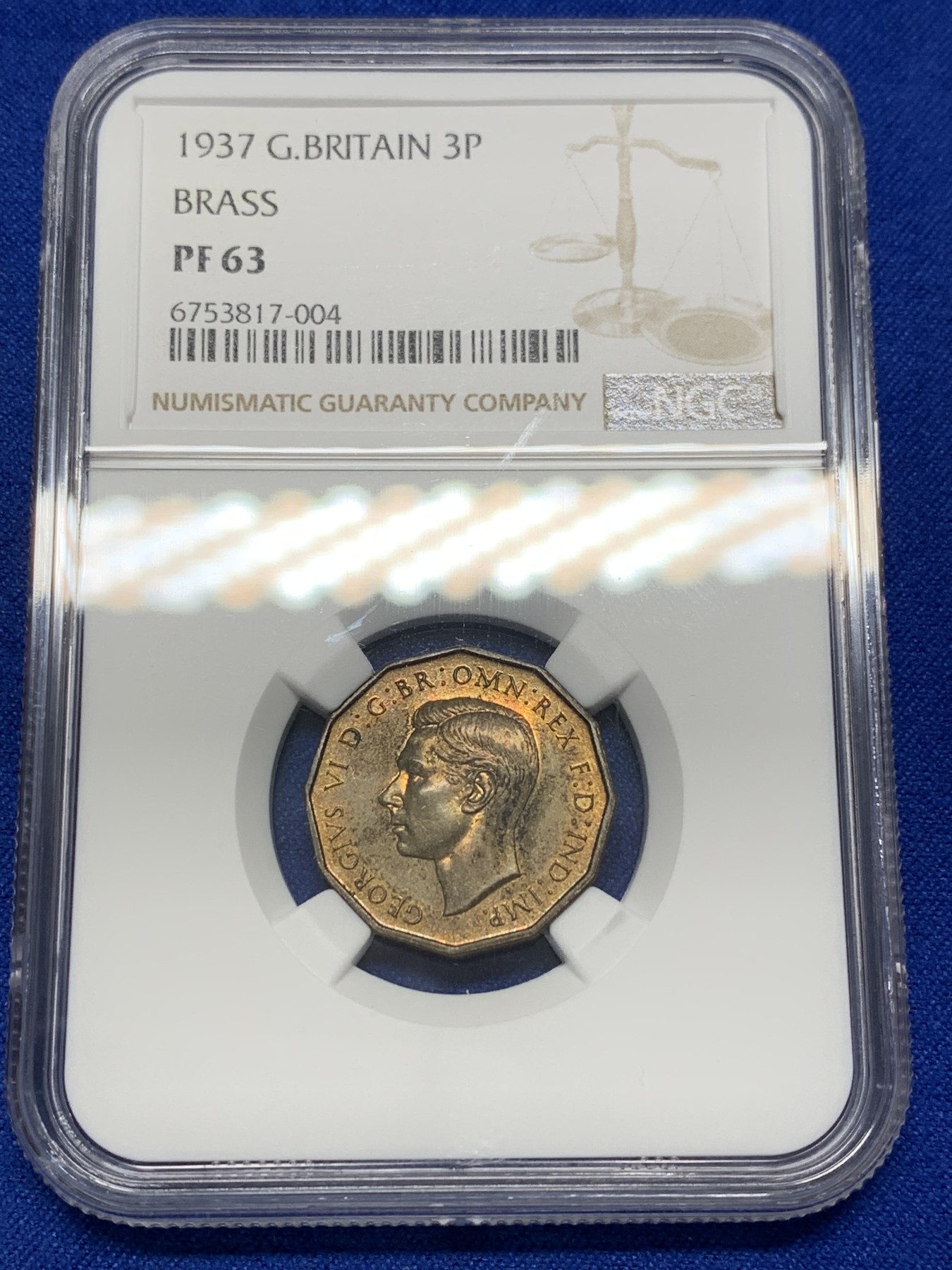 《竞宝斋》第201场-周日，周一 2场 (全场包邮) NGC-PF63 1937年英国乔治六世首年少见精制3便士