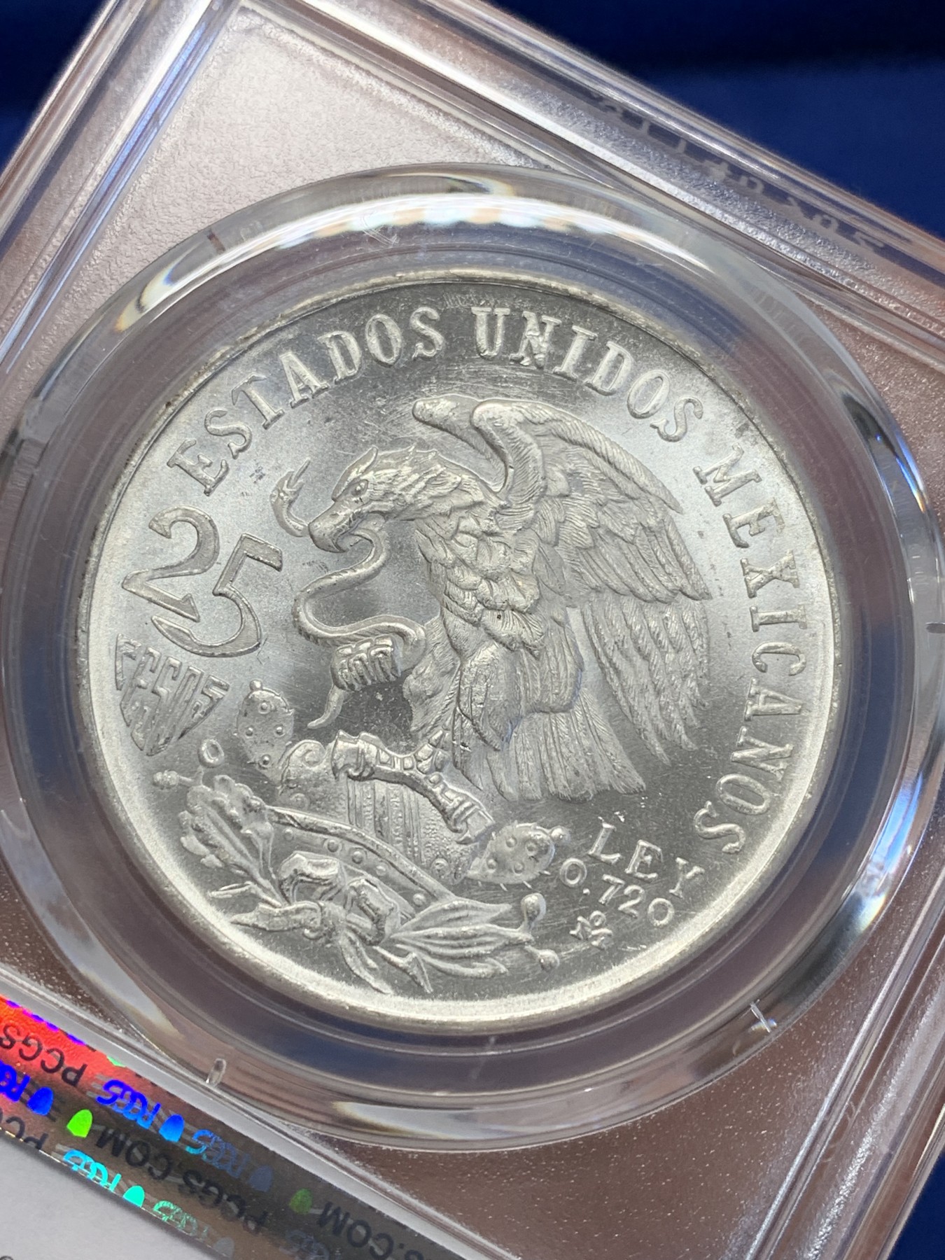 《竞宝斋》第201场-周日，周一 2场 (全场包邮) PCGS金盾 MS65 墨西哥1968年奥运会纪念25比索银币