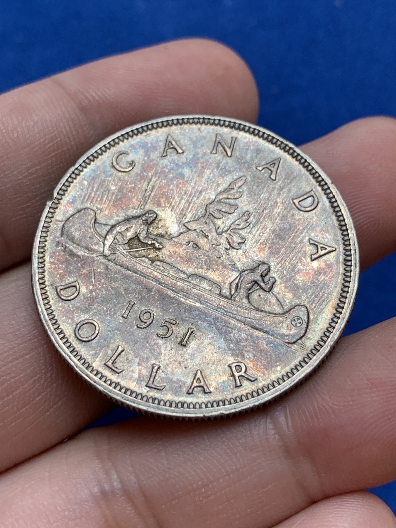 《竞宝斋》第201场-周日，周一 2场 (全场包邮) 加拿大1951年乔治六世1加元划船银币