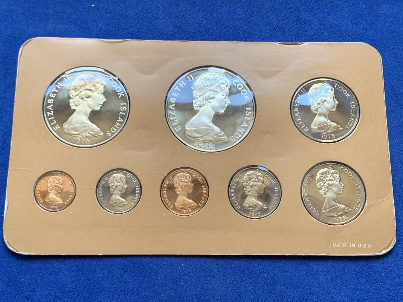 《竞宝斋》第201场-周日，周一 2场 (全场包邮) 1976年库克群岛精制套币。最大的是银币