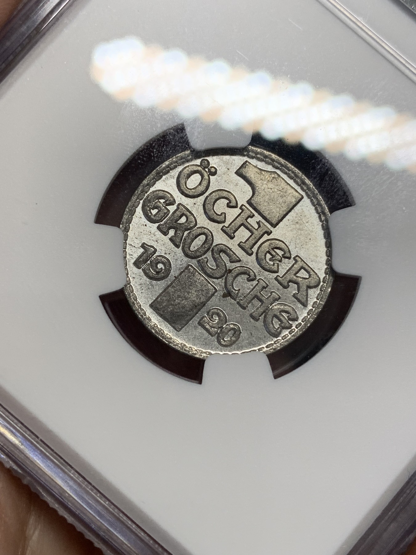 《竞宝斋》第201场-周日，周一 2场 (全场包邮) NGC MS64  1920年德国德紧老妇人1格罗申铁币 铁币保存不易 非常难得的品相