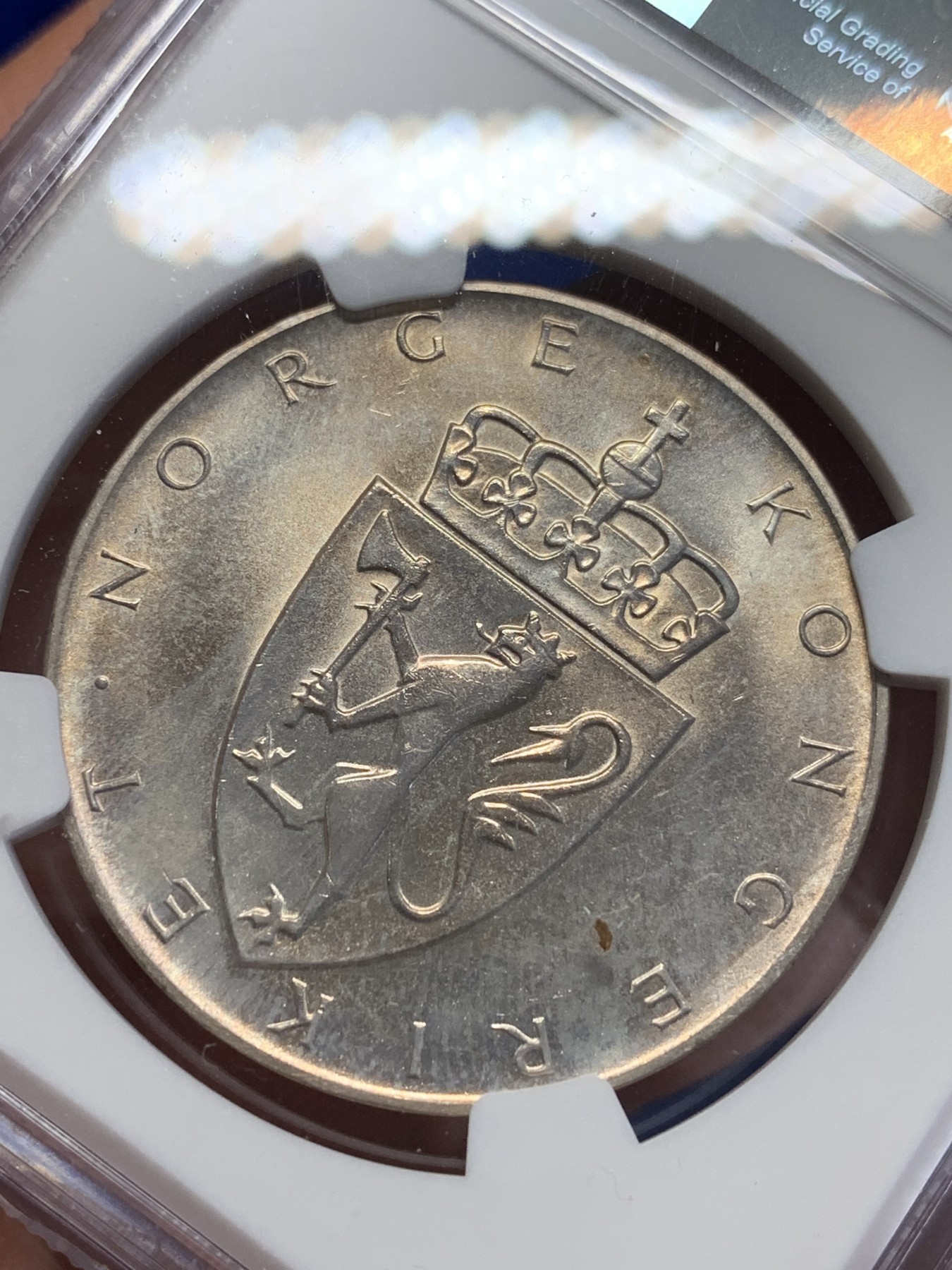 《竞宝斋》第201场-周日，周一 2场 (全场包邮) NGC-MS64 挪威1964年宪法百年10克朗银币 高分好状态