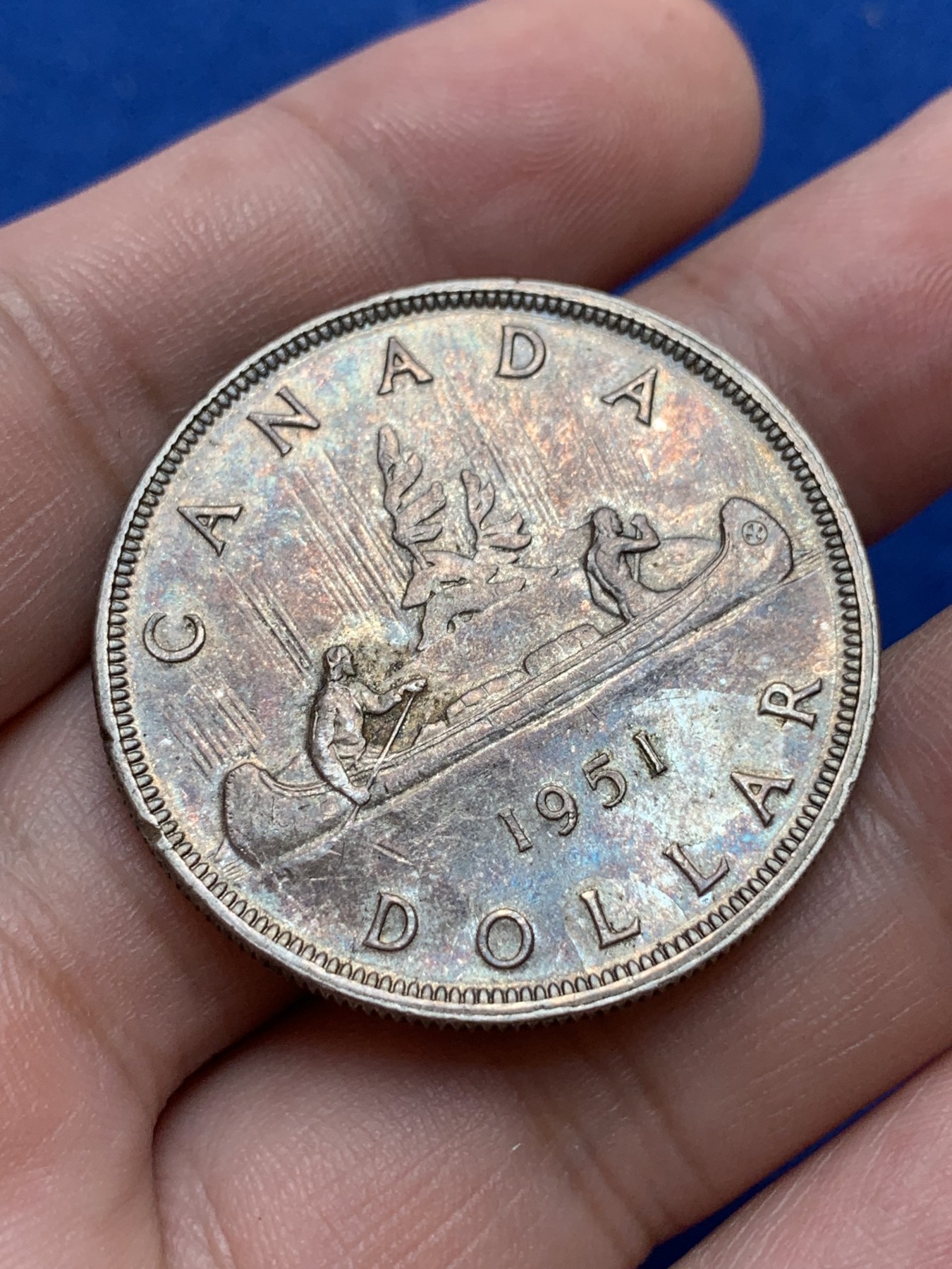 《竞宝斋》第201场-周日，周一 2场 (全场包邮) 加拿大1951年乔治六世1加元划船银币