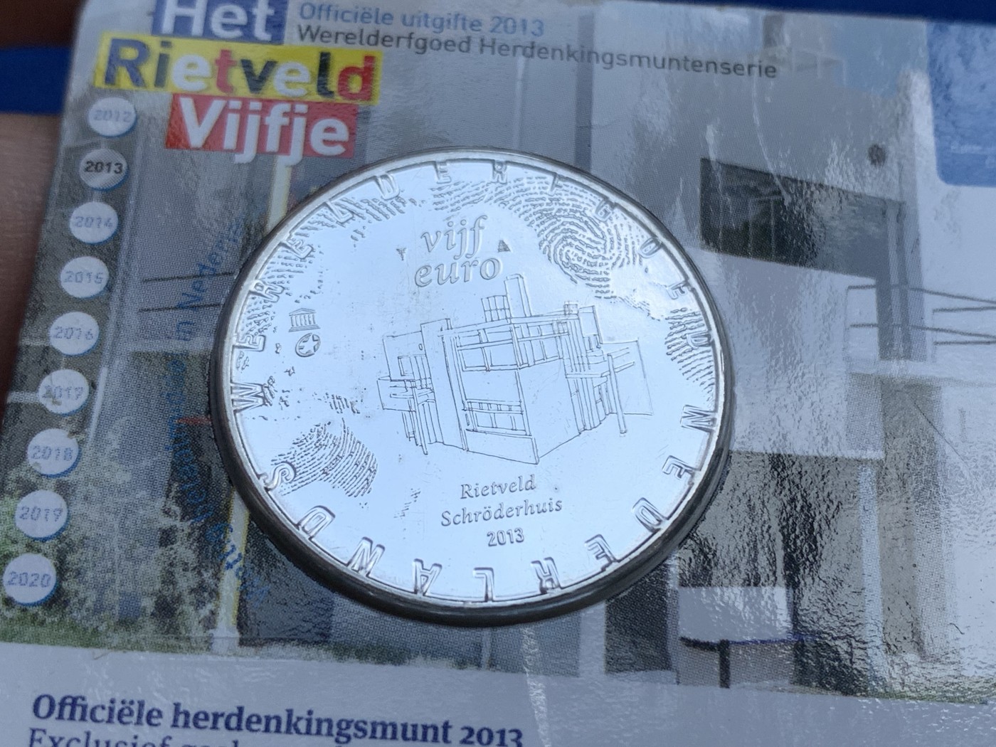 《竞宝斋》第201场-周日，周一 2场 (全场包邮) 荷兰5欧元镀银纪念卡币2枚 面值10欧元，卡有开裂
