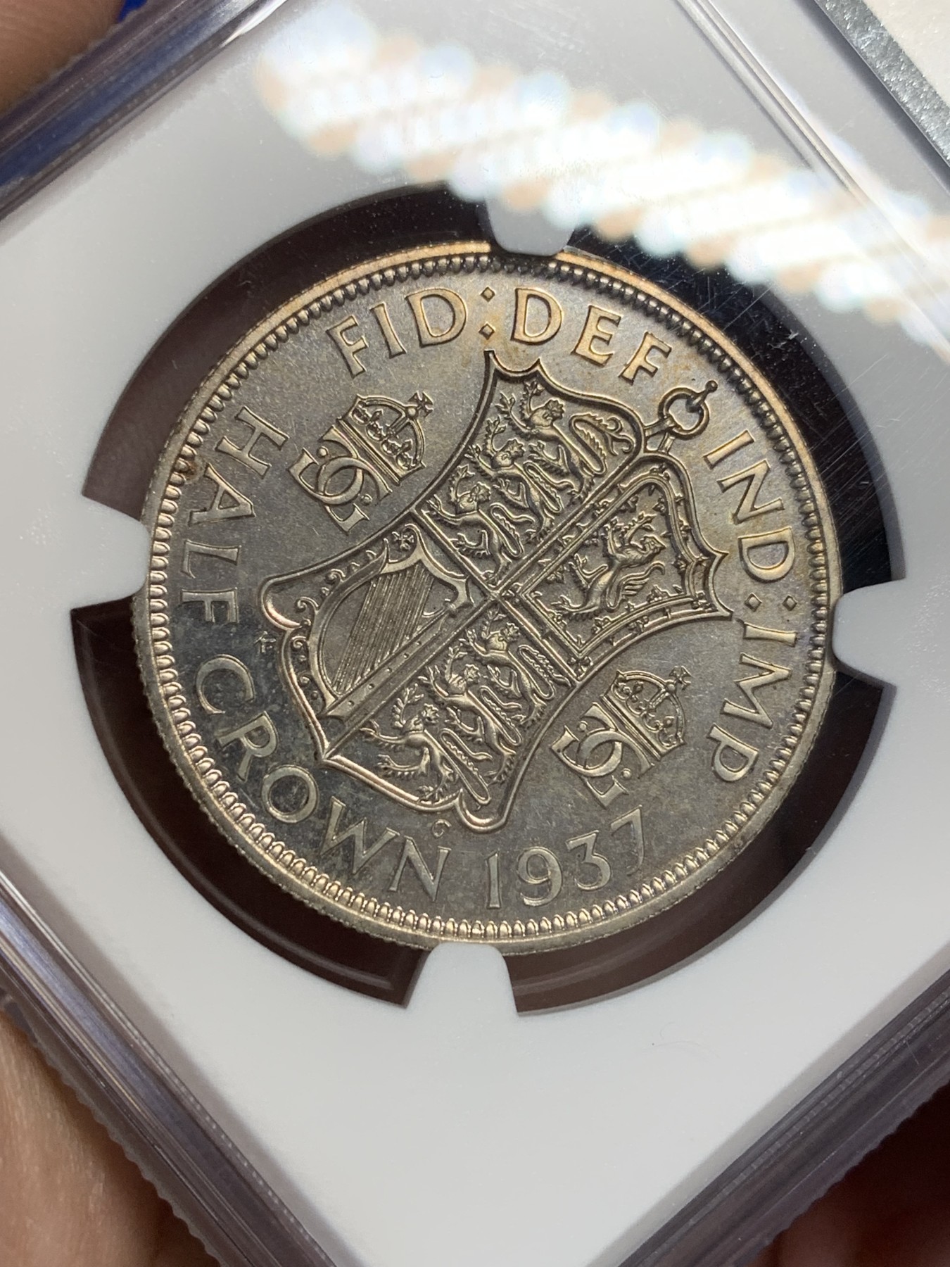 《竞宝斋》第201场-周日，周一 2场 (全场包邮) NGC-PF64 1937年英国乔治六世首年少见精制1/2克朗 银币