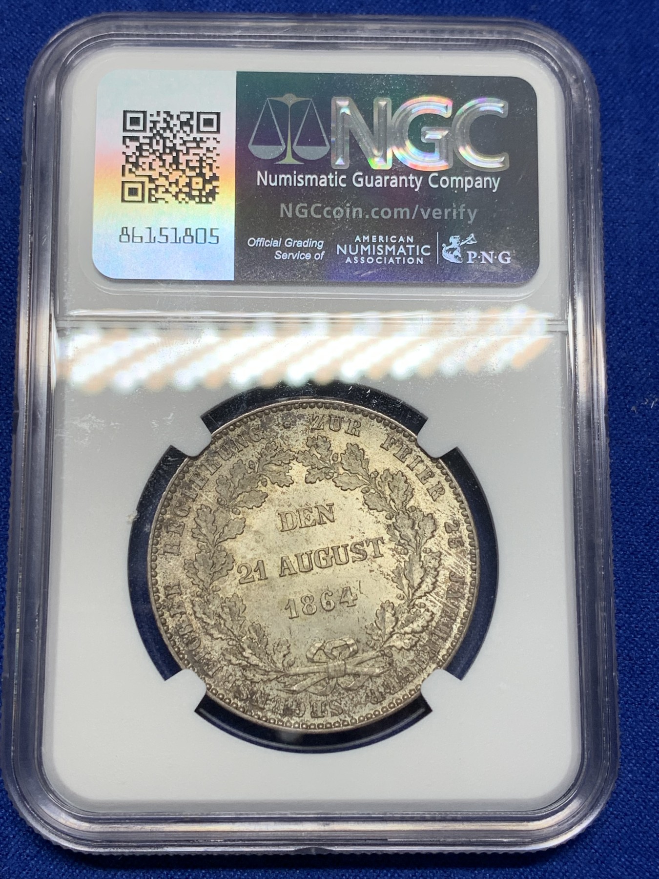 《竞宝斋》第201场-周日，周一 2场 (全场包邮) NGC MS65 德国 拿骚 1864年1泰勒 极其富有特色且少见品种 MS65高分状态太难得