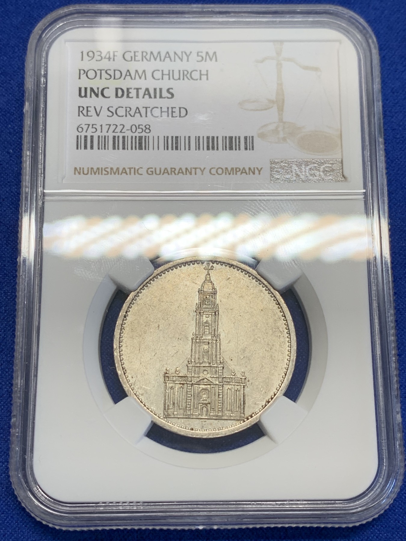 《竞宝斋》第201场-周日，周一 2场 (全场包邮) NGC UNC 1934年德国 帝国5马克银币