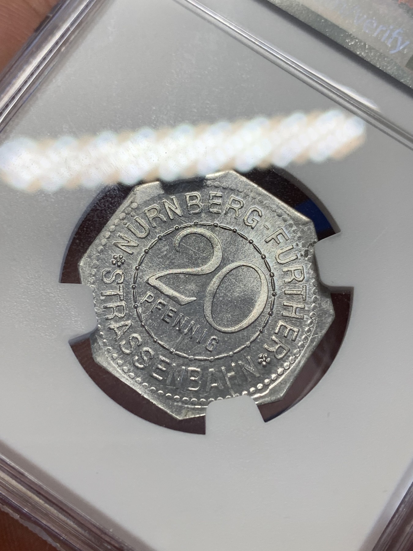 《竞宝斋》第201场-周日，周一 2场 (全场包邮) NGC-MS64 1920年德国紧急状态时期纽伦堡20芬尼