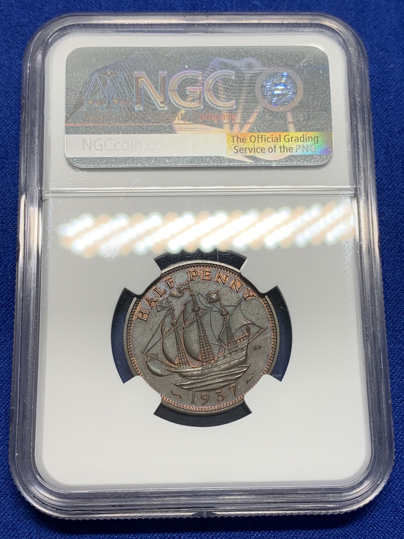 《竞宝斋》第201场-周日，周一 2场 (全场包邮) NGC-PF64BN 1937年英国乔治六世首年少见精制1/2便士