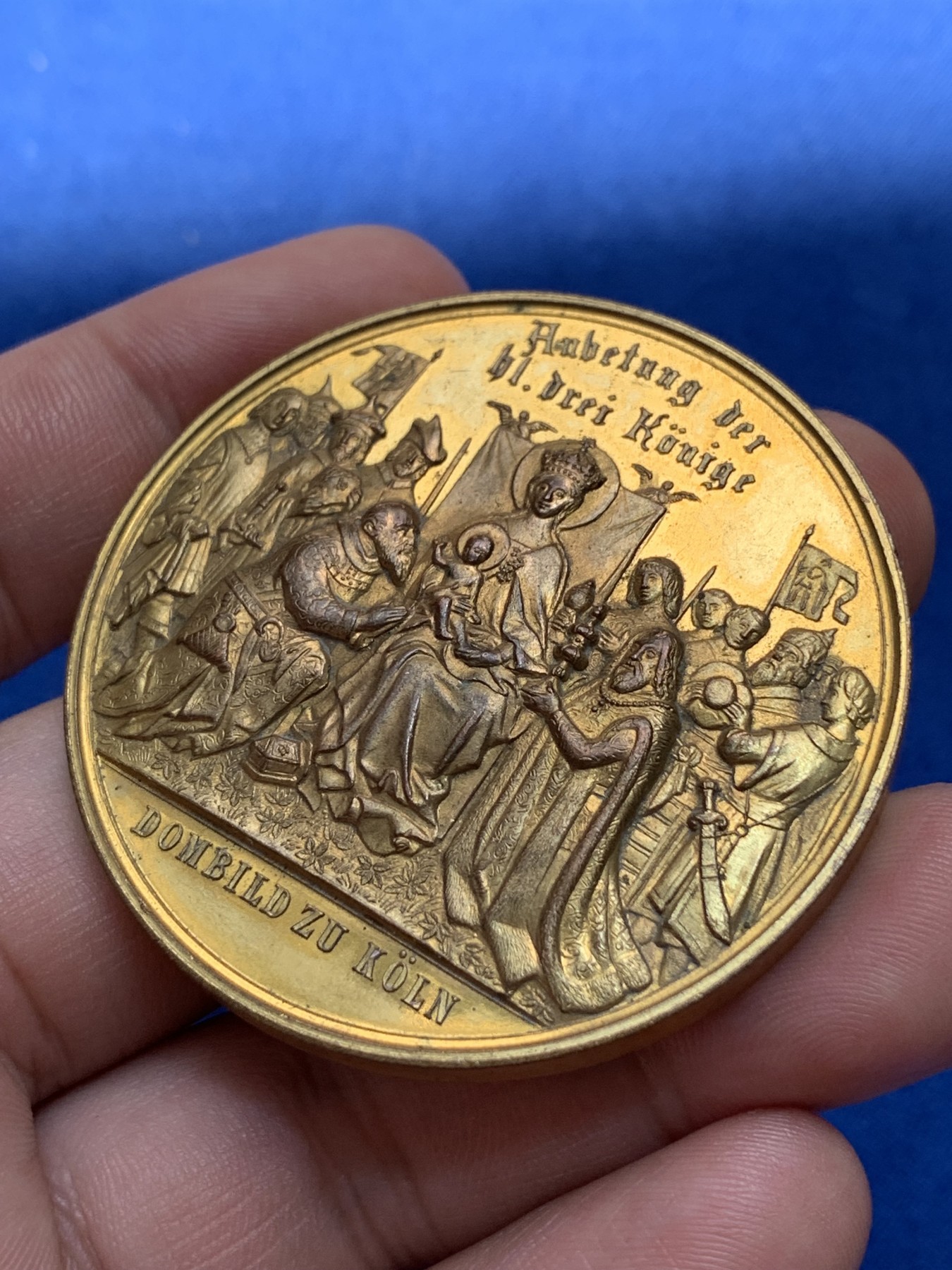 《竞宝斋》第201场-周日，周一 2场 (全场包邮) 1880年科隆大教堂落成纪念镀金铜章，51mm，56.5g