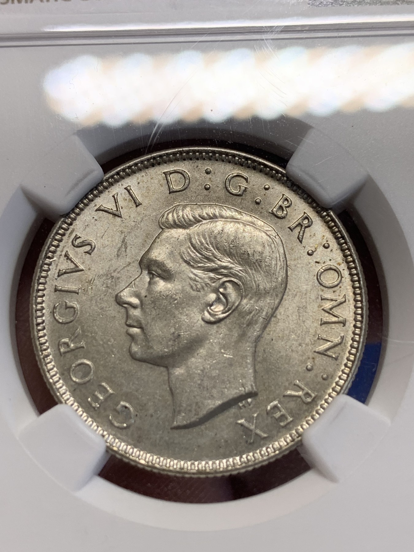 《竞宝斋》第201场-周日，周一 2场 (全场包邮) NGC MS62 英国  乔治六世 1944年 1福林银币 状态好