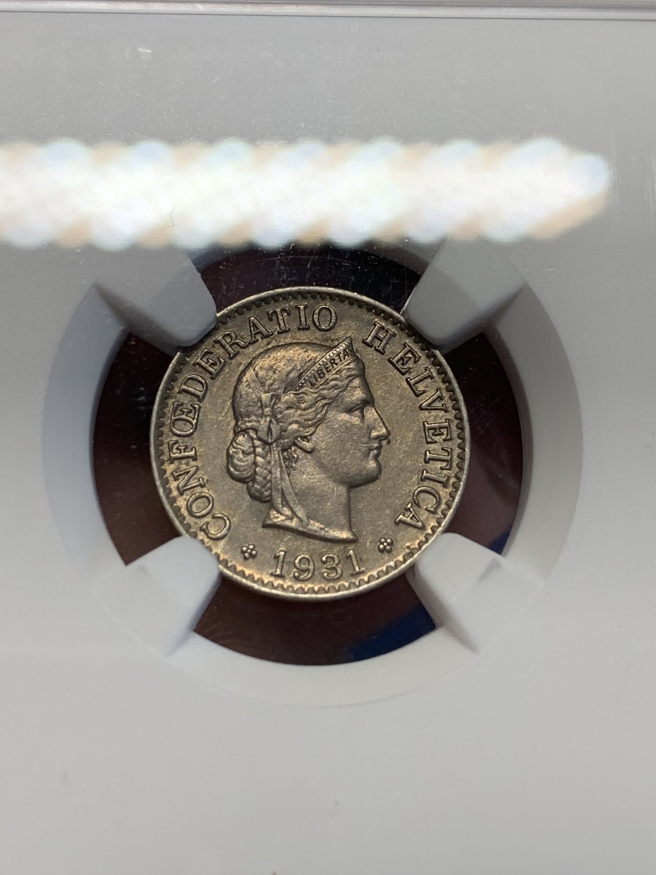 《竞宝斋》第201场-周日，周一 2场 (全场包邮) NGC-AU58 1931年瑞士早期5R，早期克书价格都比较高