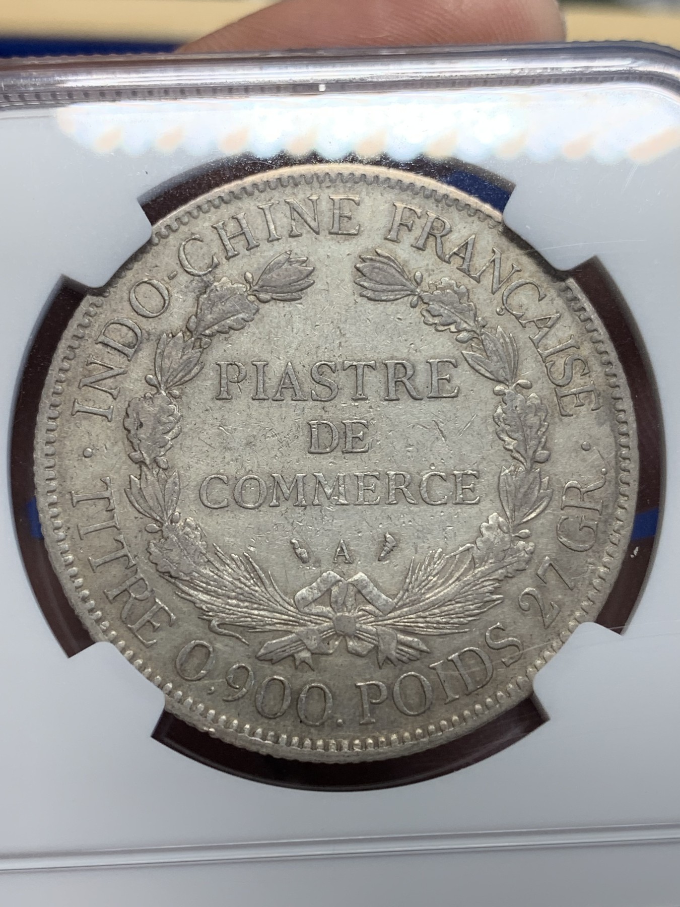 《竞宝斋》第201场-周日，周一 2场 (全场包邮) NGC AUD 法属印支1913A 坐洋1皮亚斯特银币 原味包浆 状态好