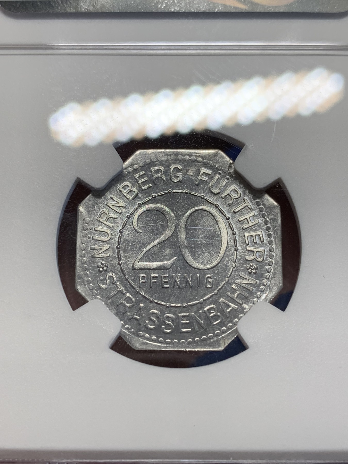 《竞宝斋》第201场-周日，周一 2场 (全场包邮) NGC-MS64 1920年德国紧急状态时期纽伦堡20芬尼