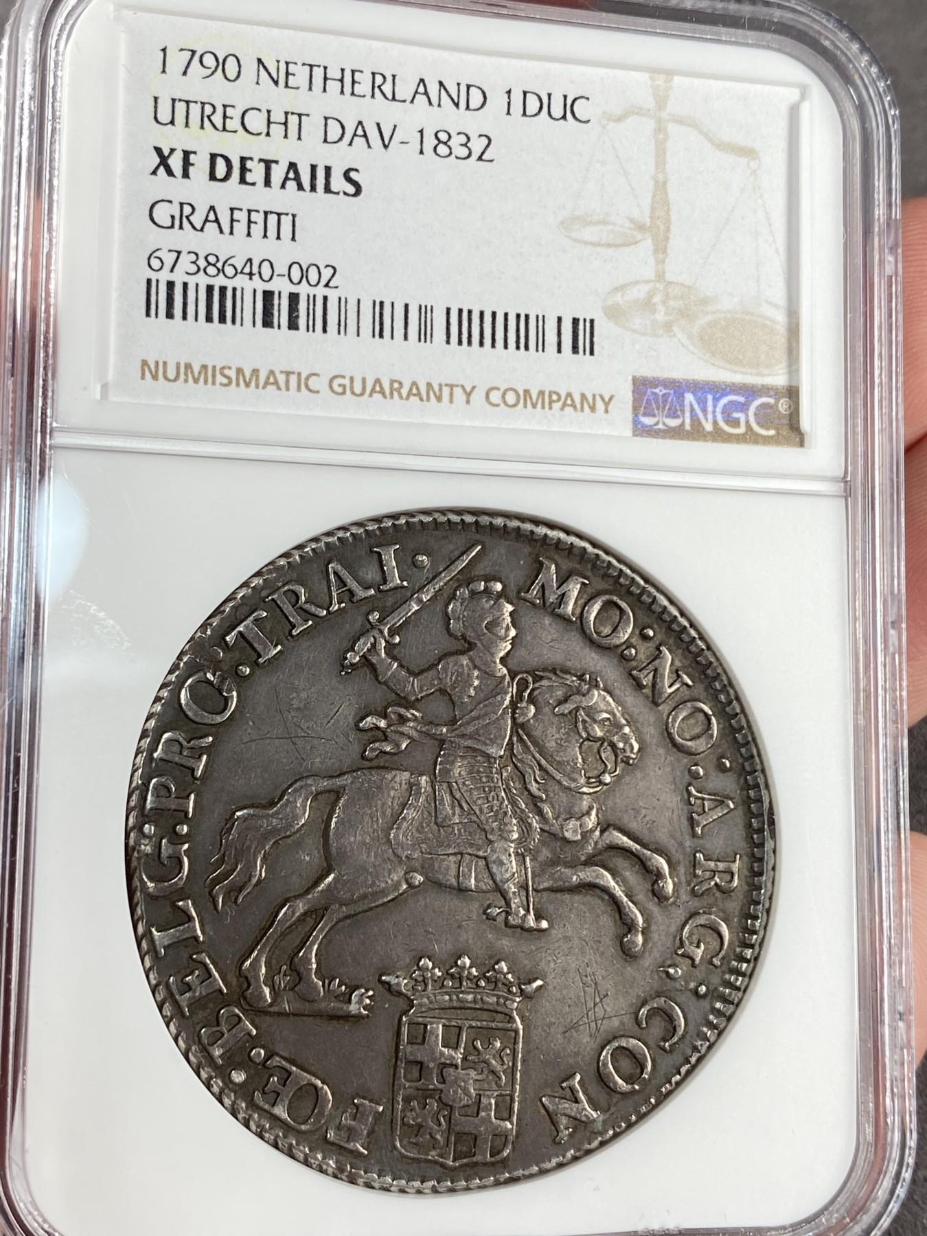 万国钱币拍卖第017期（中秋—国庆花好月圆夜特辑） PCGS XFD 1790年尼德兰七省联省共和国乌特勒支1杜卡特荷兰大马剑 原味有轻度刻画