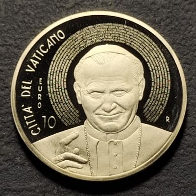 0起1加-纯粹捡漏拍-239双节炸场包邮连拍第三场地中海边的微醺暖风 - 【少见】梵蒂冈2015年（MMXV）10欧元圣约翰·保罗二世逝世十周年精制纪念银币-量6999