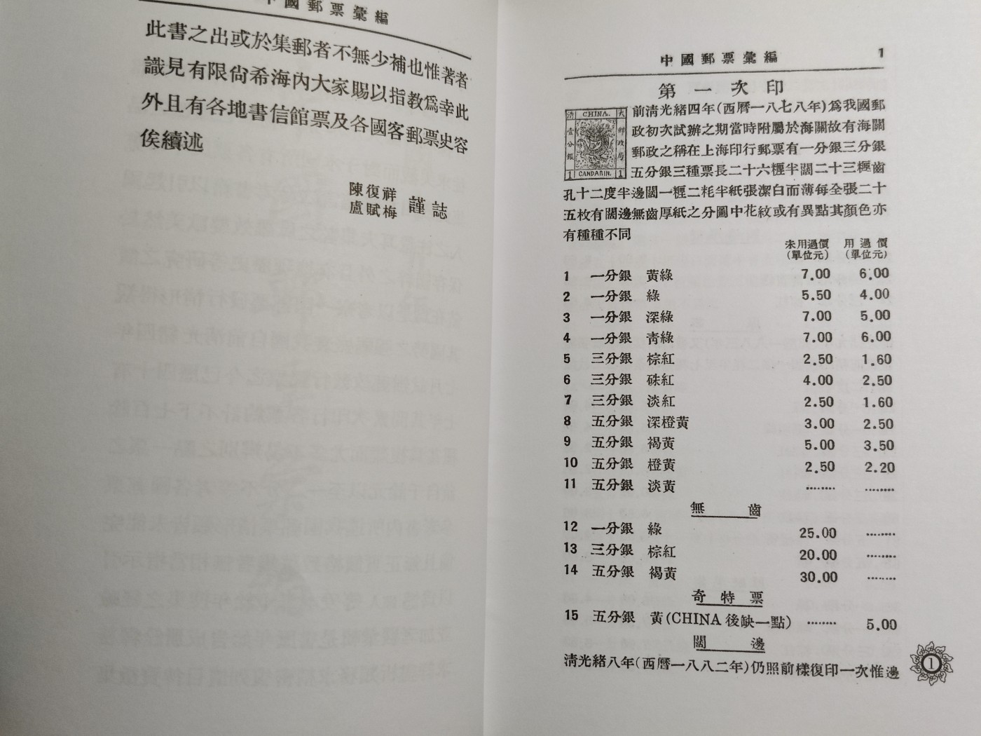 洪涛臻品批发群 精选邮票限时拍卖第三百九十四期  1926年陈复祥《中国邮票汇编》影印本 中国最早的邮票目录