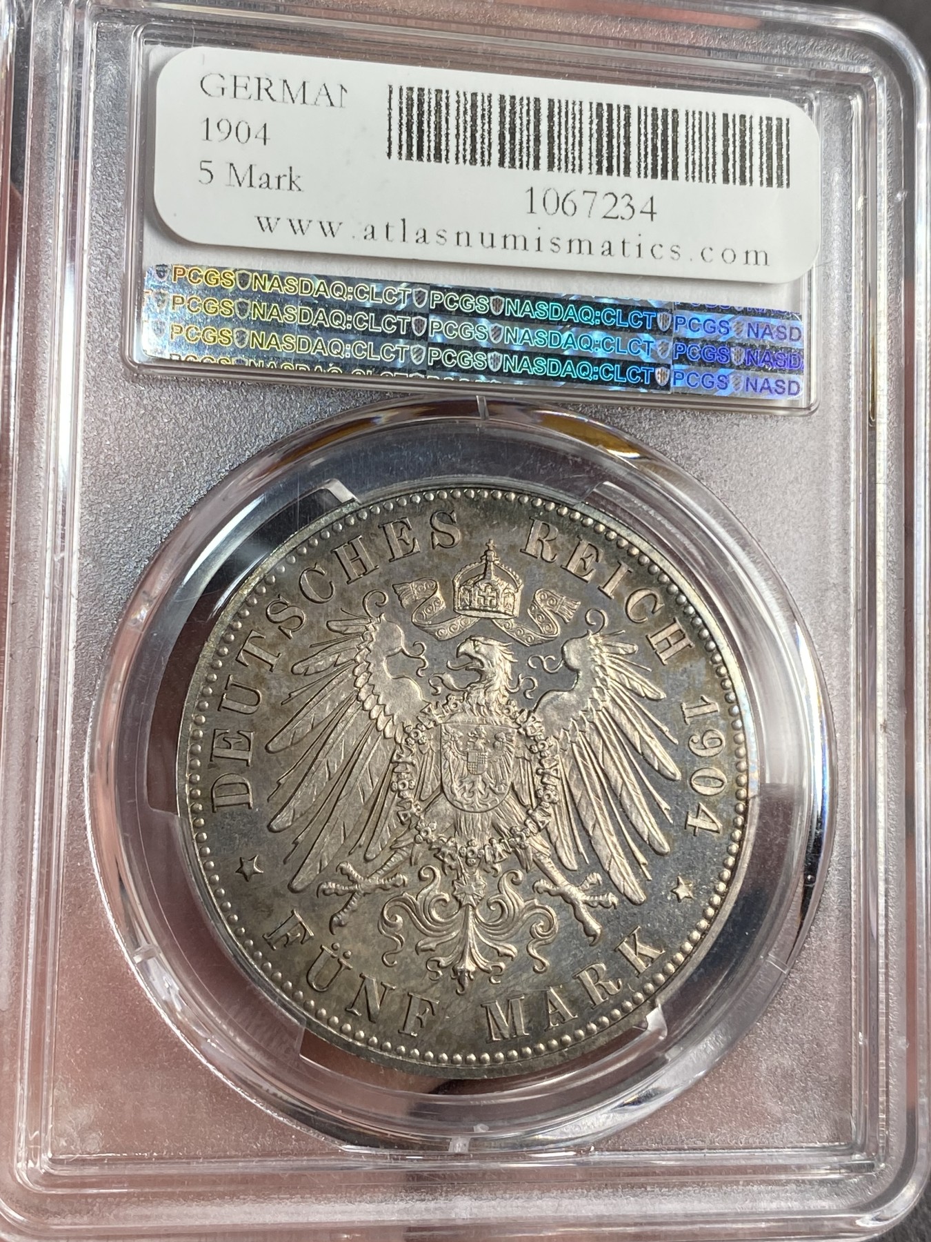 万国钱币拍卖第017期（中秋—国庆花好月圆夜特辑） PCGS PR66 1904年德国梅克伦堡—什未林大婚精致5马克 老彩亚军 极致的收藏状态