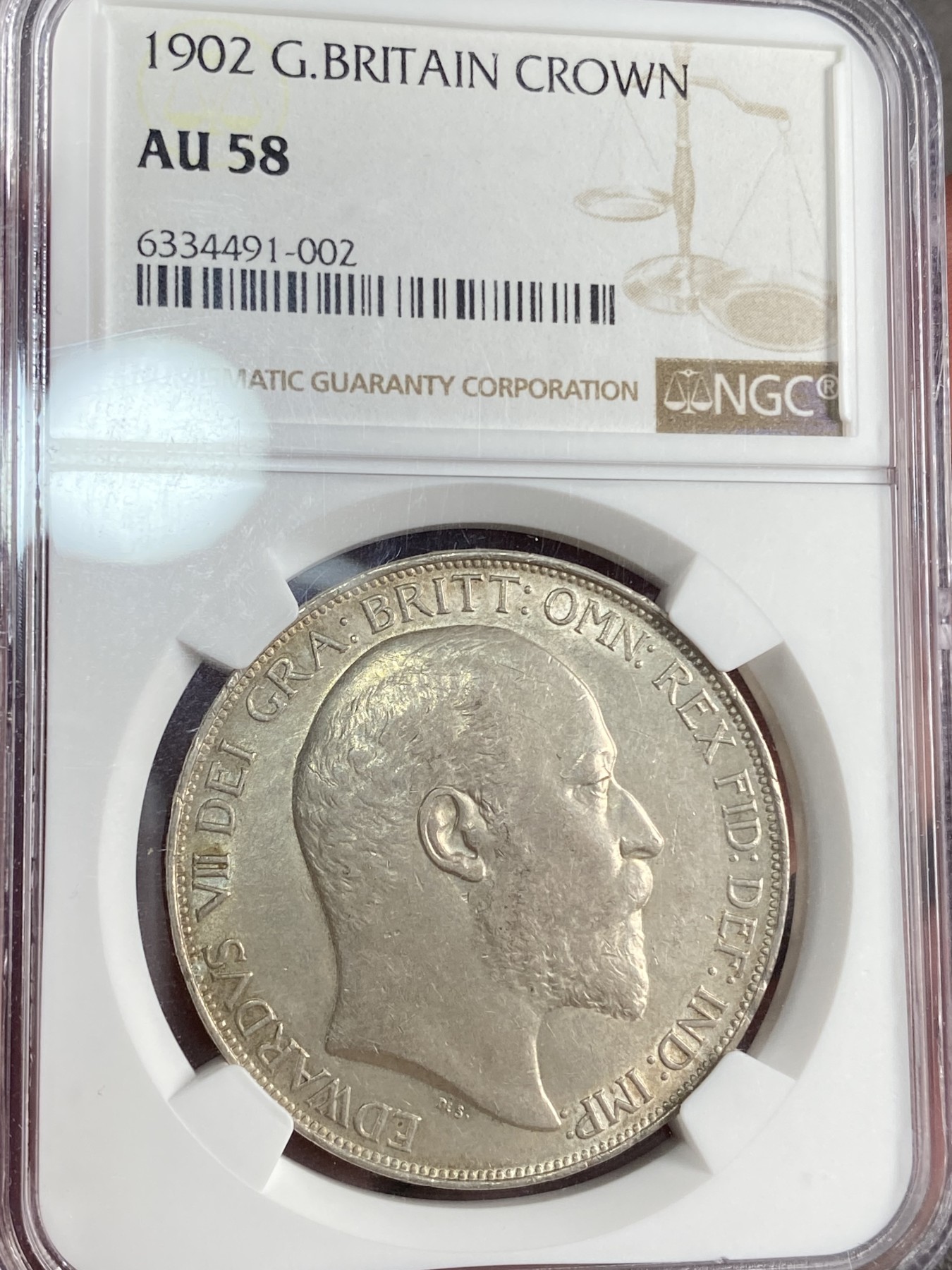 万国钱币拍卖第017期（中秋—国庆花好月圆夜特辑） NGC AU58 1902年英国爱德华七世克朗马剑大银币 转光淡彩