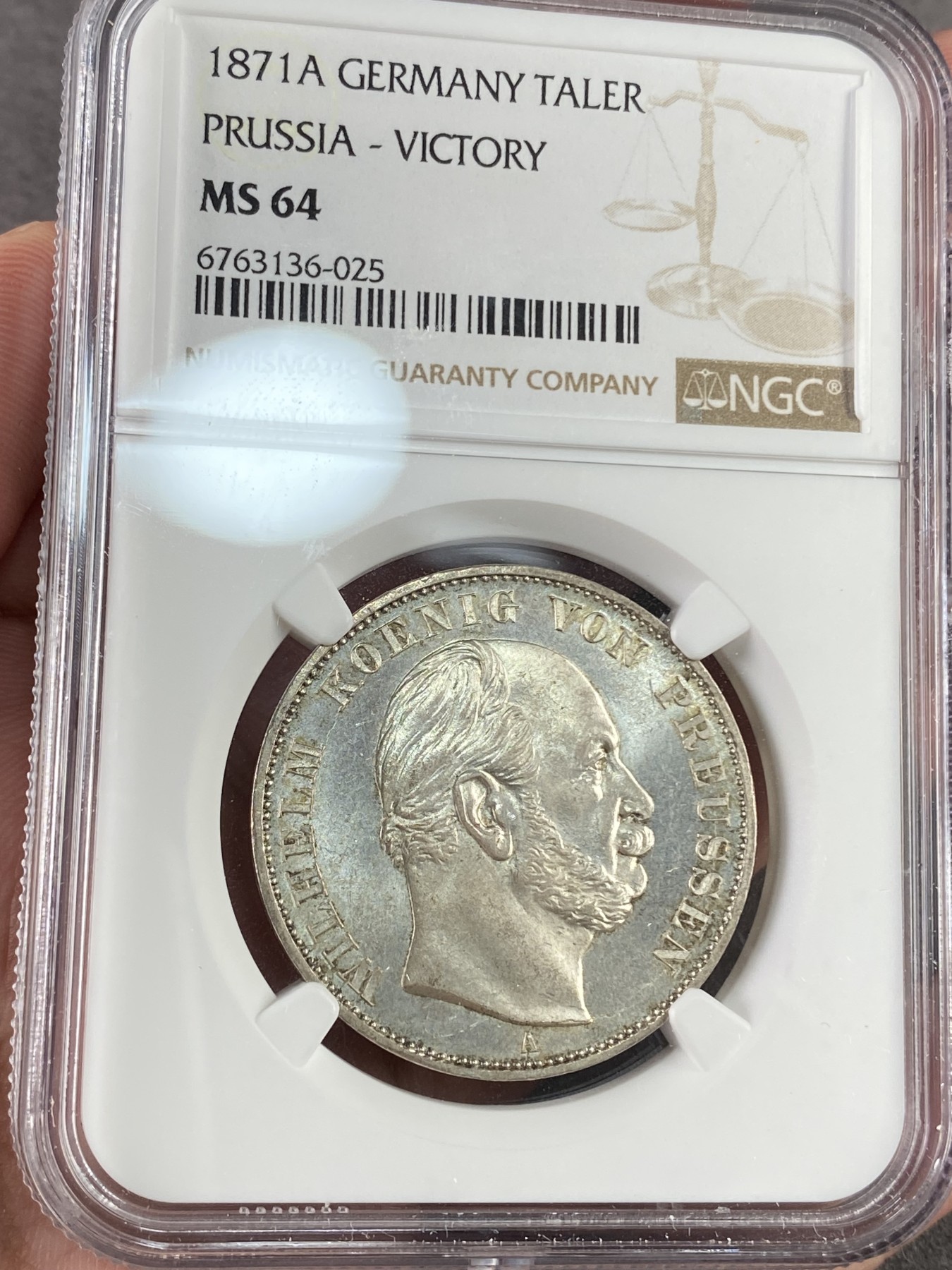 万国钱币拍卖第017期（中秋—国庆花好月圆夜特辑） NGC MS64 1871年德国普鲁士普法战争胜利1泰勒 经典名誉品种 流通量极大 高分好品也越发难见了