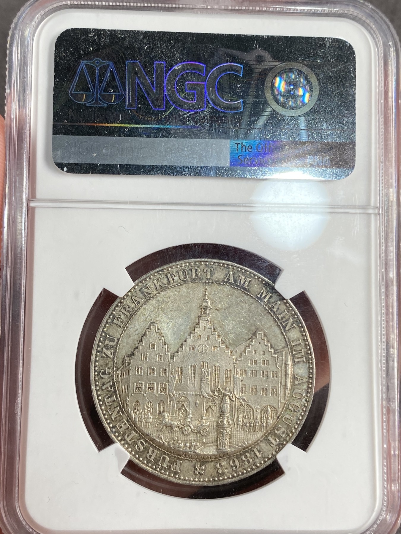 万国钱币拍卖第017期（中秋—国庆花好月圆夜特辑） NGC MS62 1863年德国法兰克福经典王子会议1泰勒 五彩经典品种