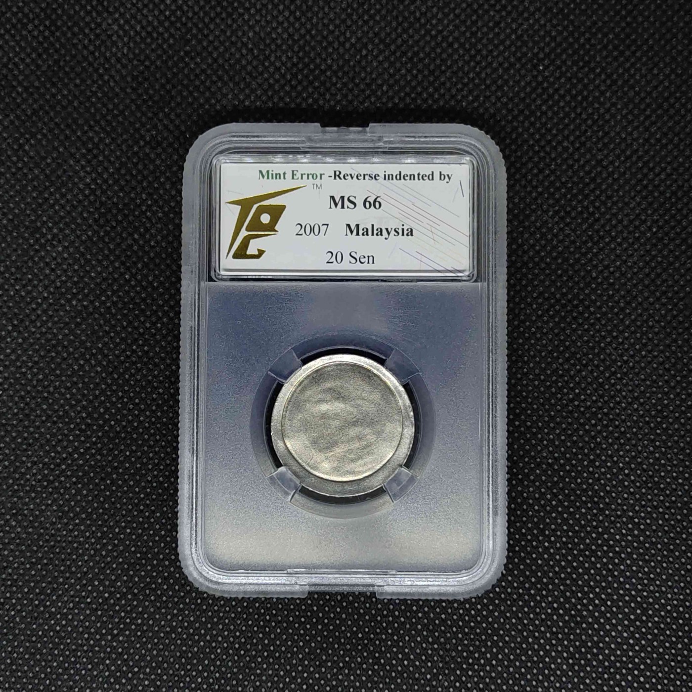 收藏联盟Quantum Auction 第292期拍卖  马来西亚2007年20仙错版镍币 TQG ms66