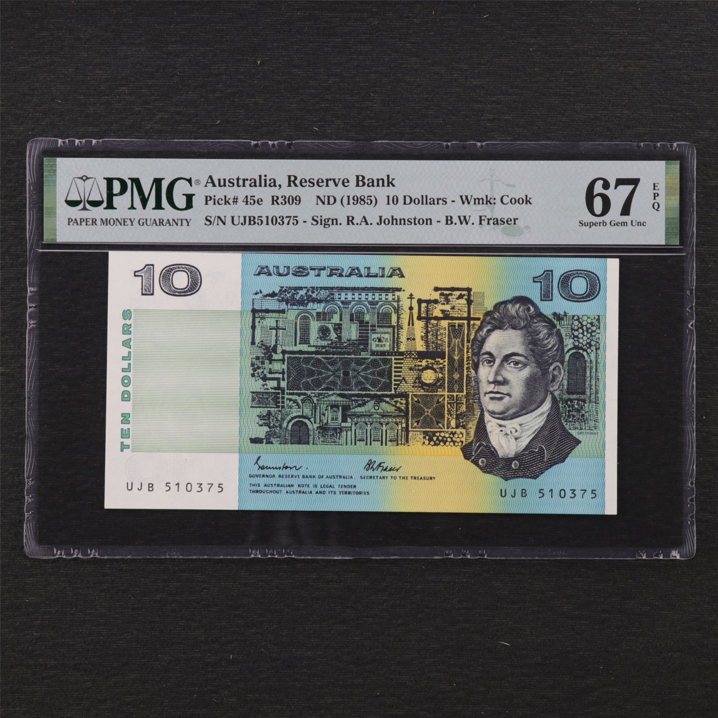 【亘邦集藏】第172期拍卖 1985年 澳大利亚10元 PMG 67EPQ UJB510375
