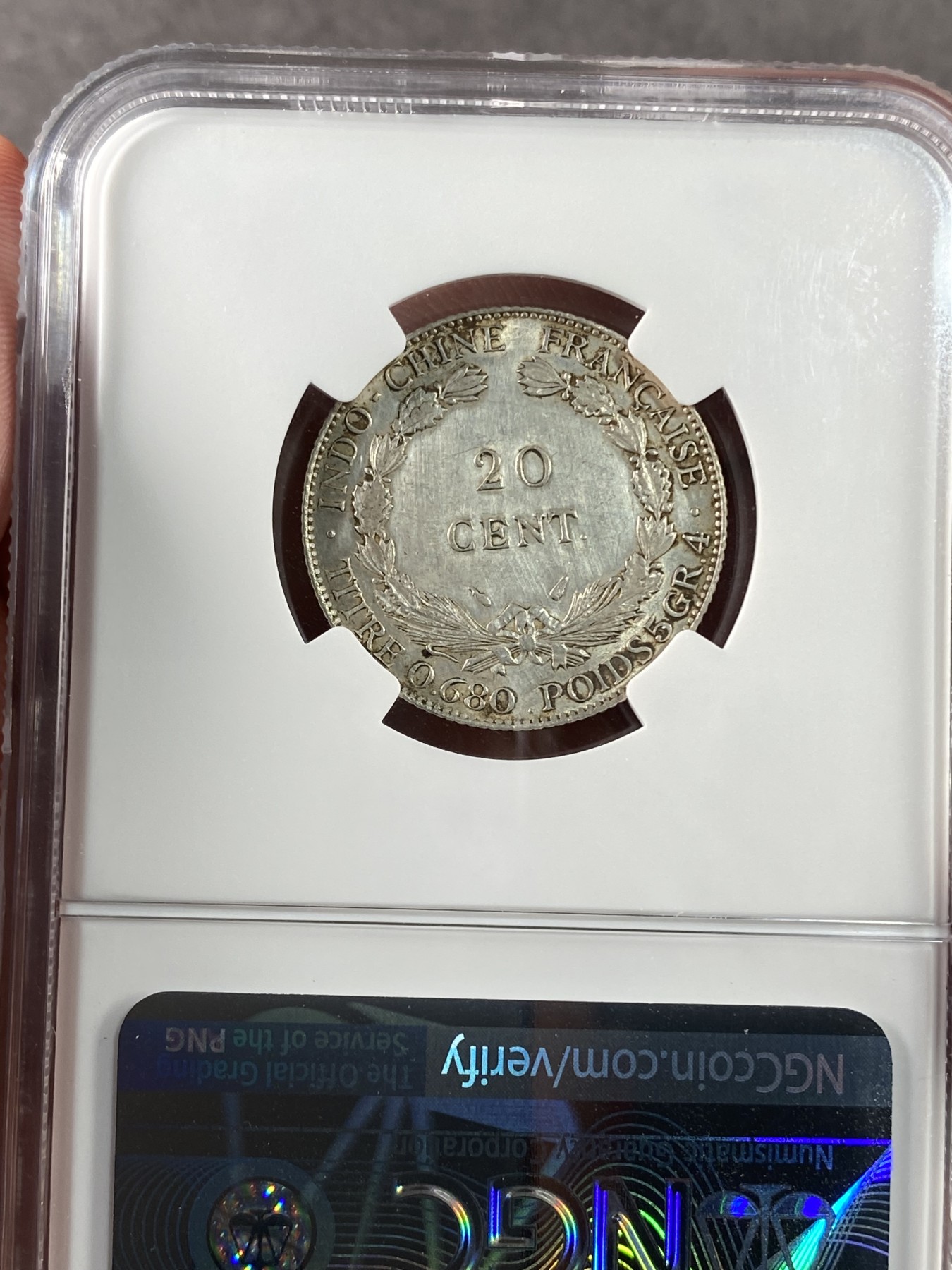 万国钱币拍卖第017期（中秋—国庆花好月圆夜特辑） NGC UNCD 1937年法属印支20分