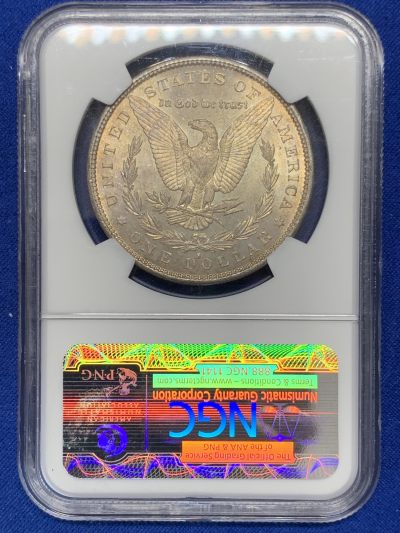 NGC MS66 美国 1879年S版 摩根1美元 大银币 淡彩十字光 状态非常好，带Stack's 收藏标签 很有意义