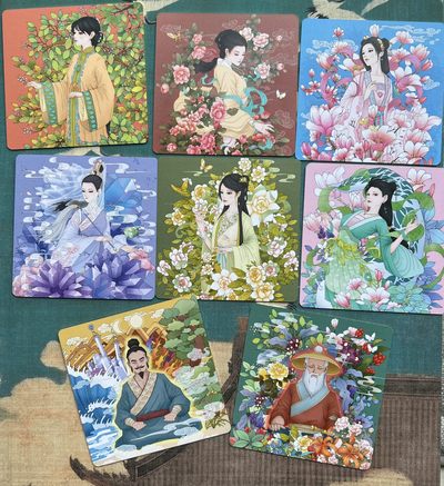 【直播】小花瓣艺术原创文创精品专场拍卖【第1场】 【神农本草经-药香系列】厚卡方卡+镀金边【26张】