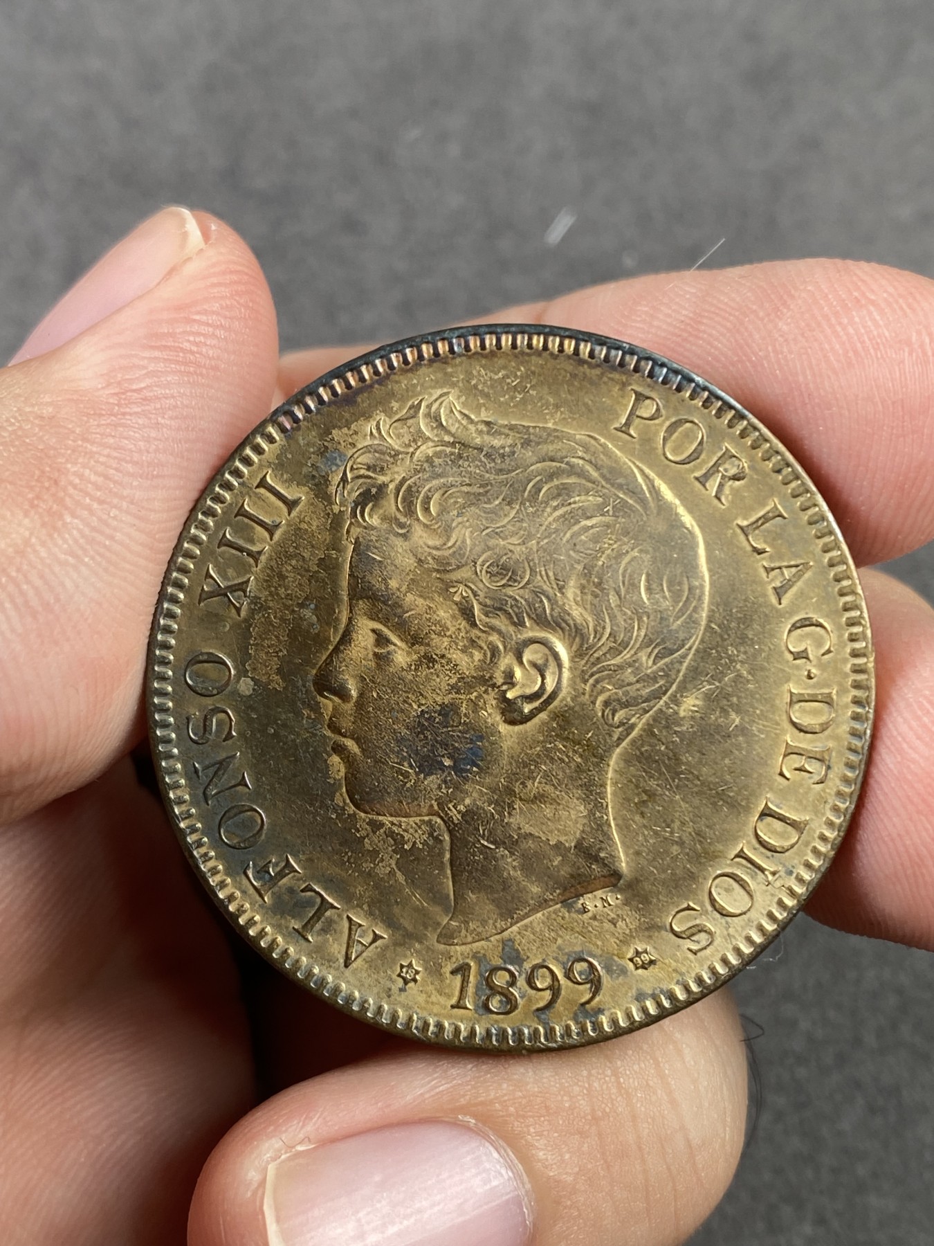 万国钱币拍卖第017期（中秋—国庆花好月圆夜特辑） 西拔牙1899年阿方索十三世5P金彩大银币 