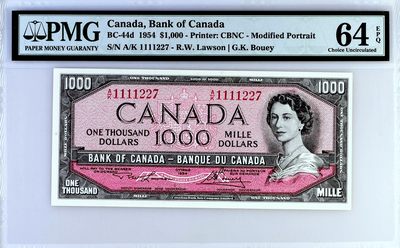 【Blue Auction】✨世界纸币精拍第376期——国庆专场 - 加拿大 1954年1000元 最高值 早期女王 升值潜力巨大 背面风景唯美 PMG64EPQ 全新原票 老壳子