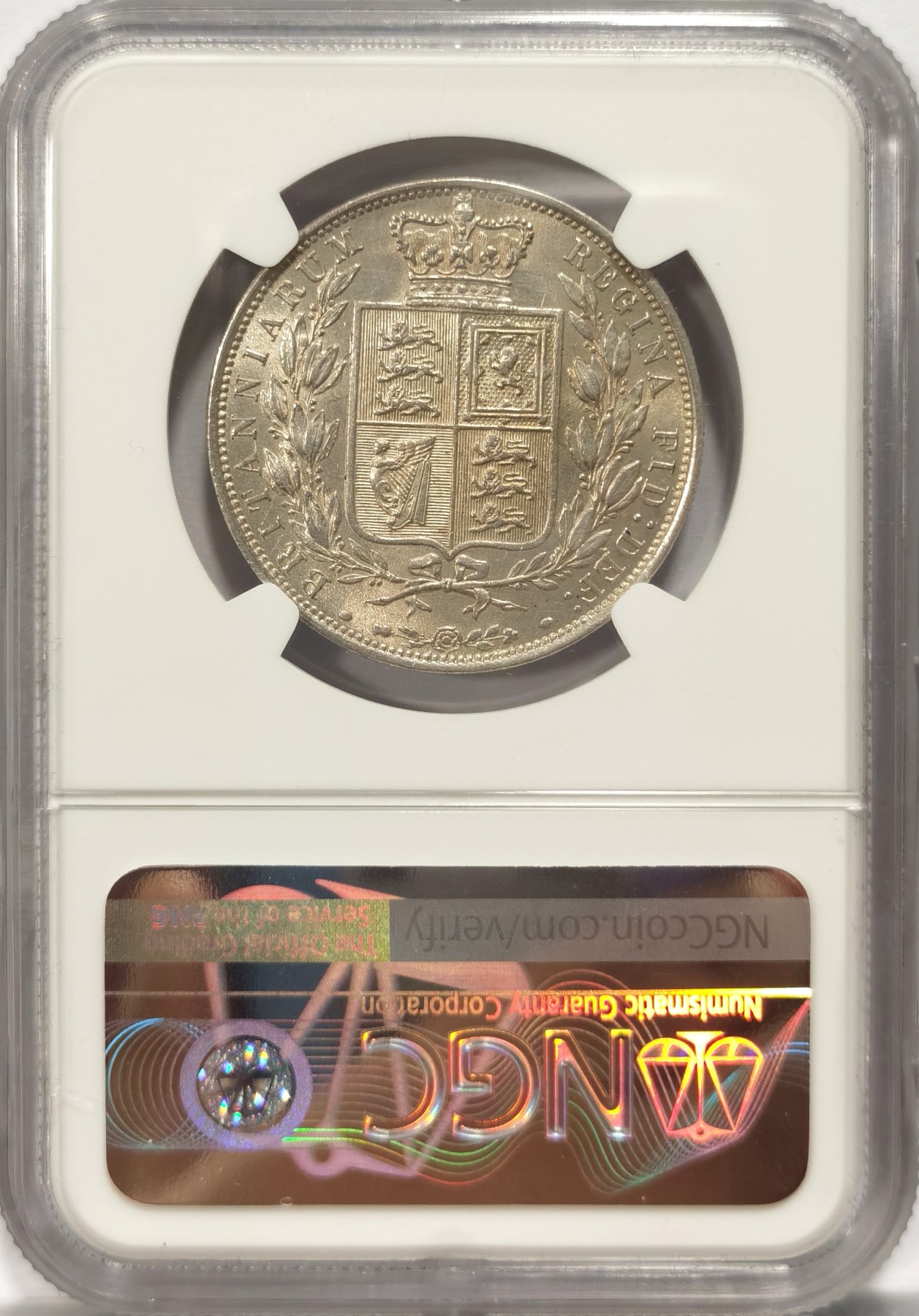 博洋堂庆双节连拍之“中秋甄选夜”精品专场拍卖暨第045期（全场包邮） NGC MS60 英国1881小维半克朗，名家旧藏，收藏保值两不误。
